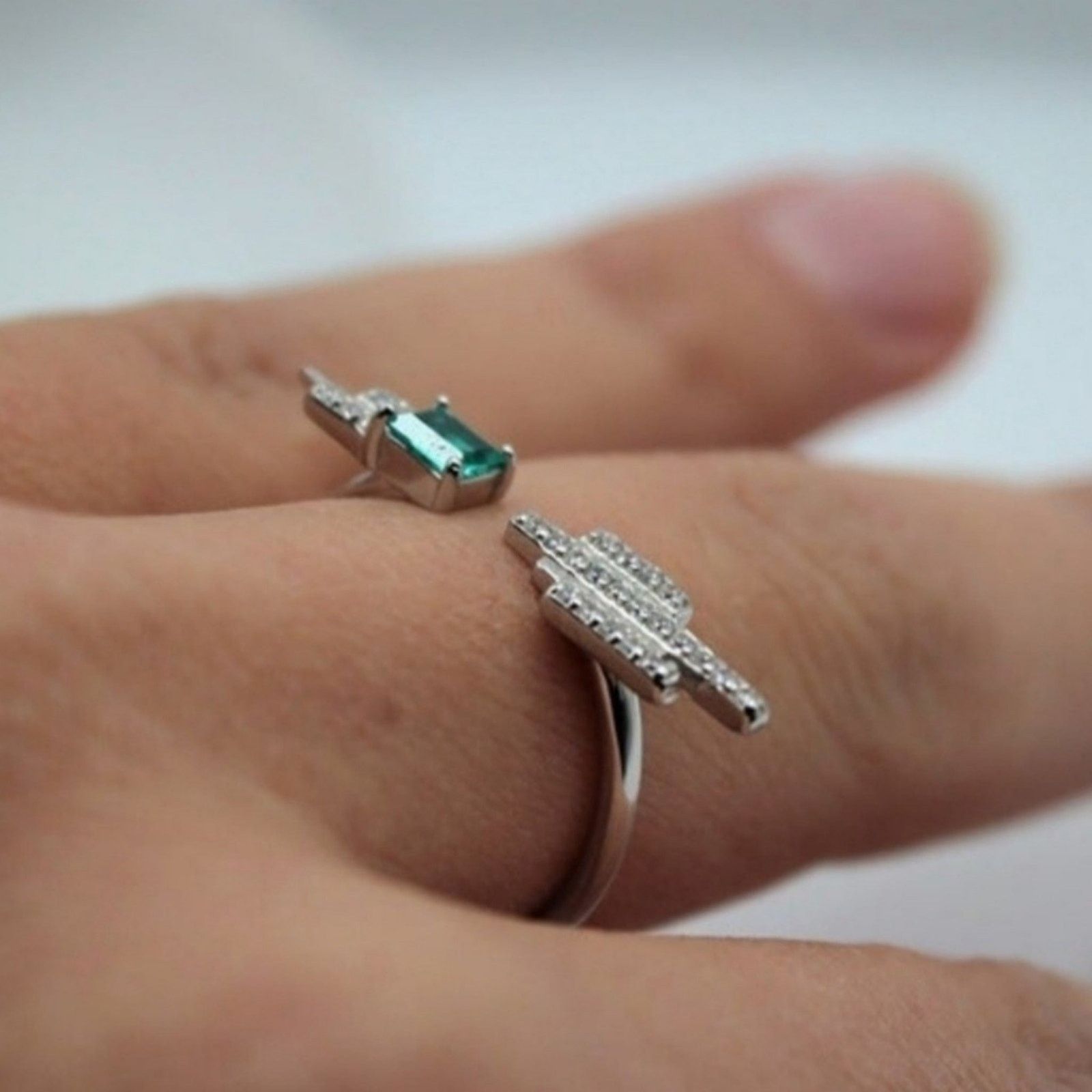 Other Gemstone Emerald Cut Topaz Open Adjustable Green OS NWT Size ONE SIZE - 6 Thumbnail