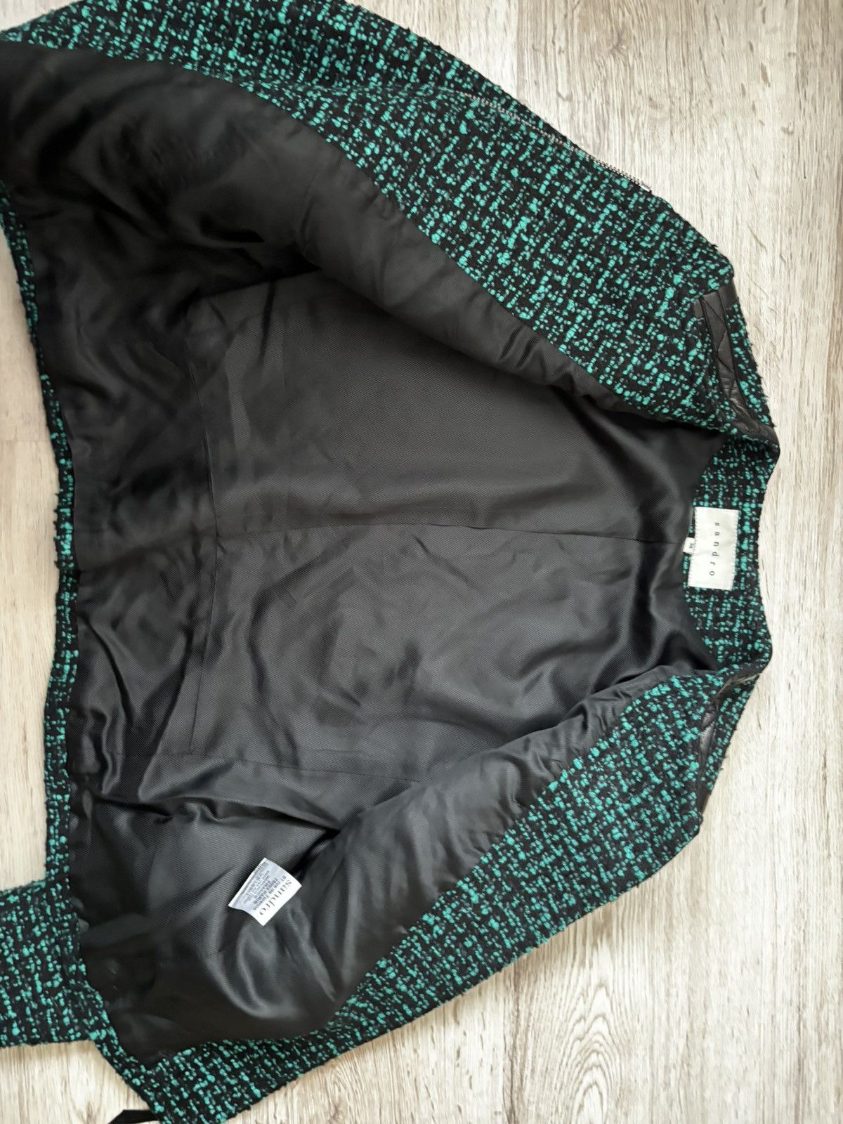 Sandro Sandro Paris Emerald Green Wool-Blend Leather Trim Short Size S / US 4 / IT 40 - 19 Thumbnail
