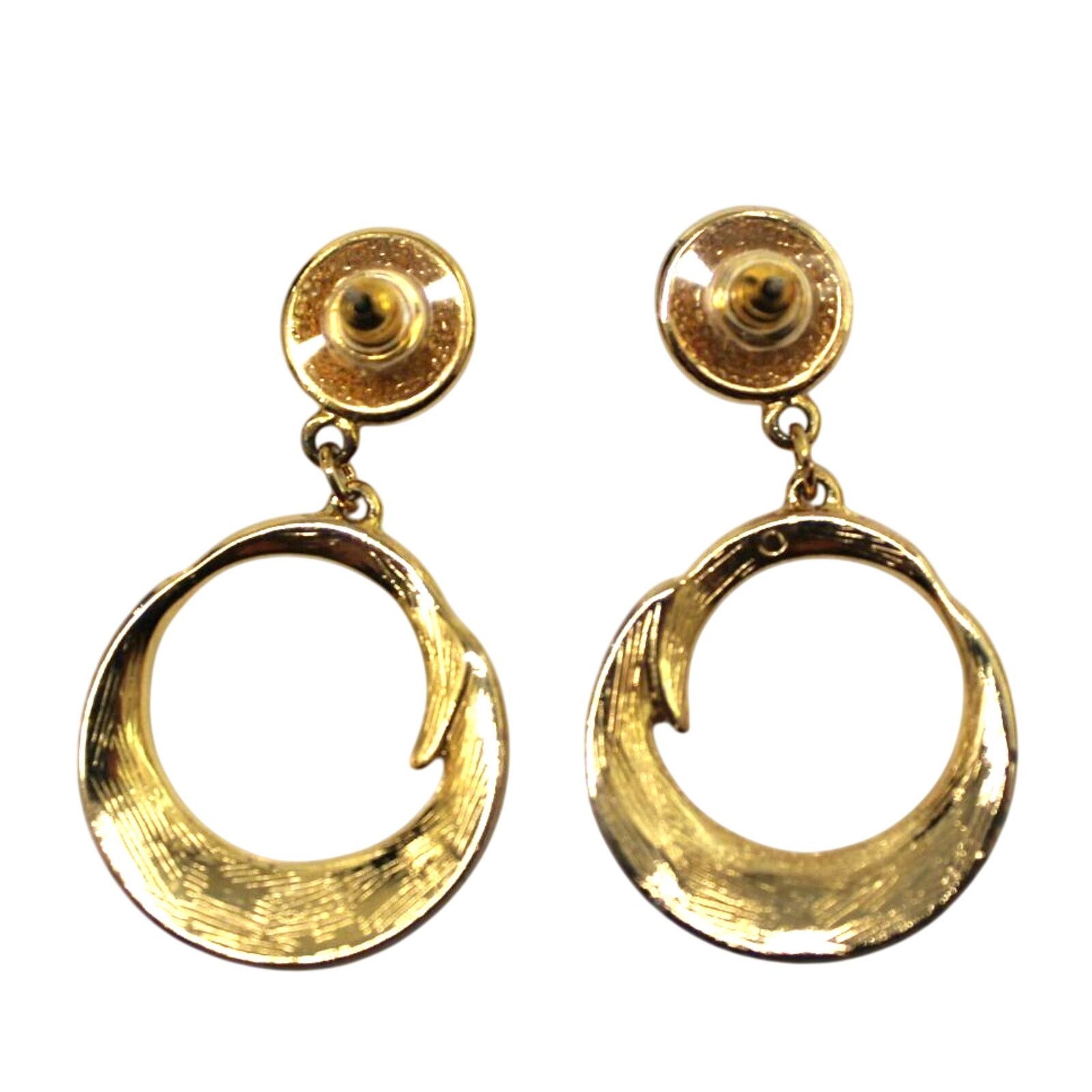 Other Red Enamel Circle Earrings • Drop Dangle •Goldtone •Moveable Size ONE SIZE - 3 Thumbnail