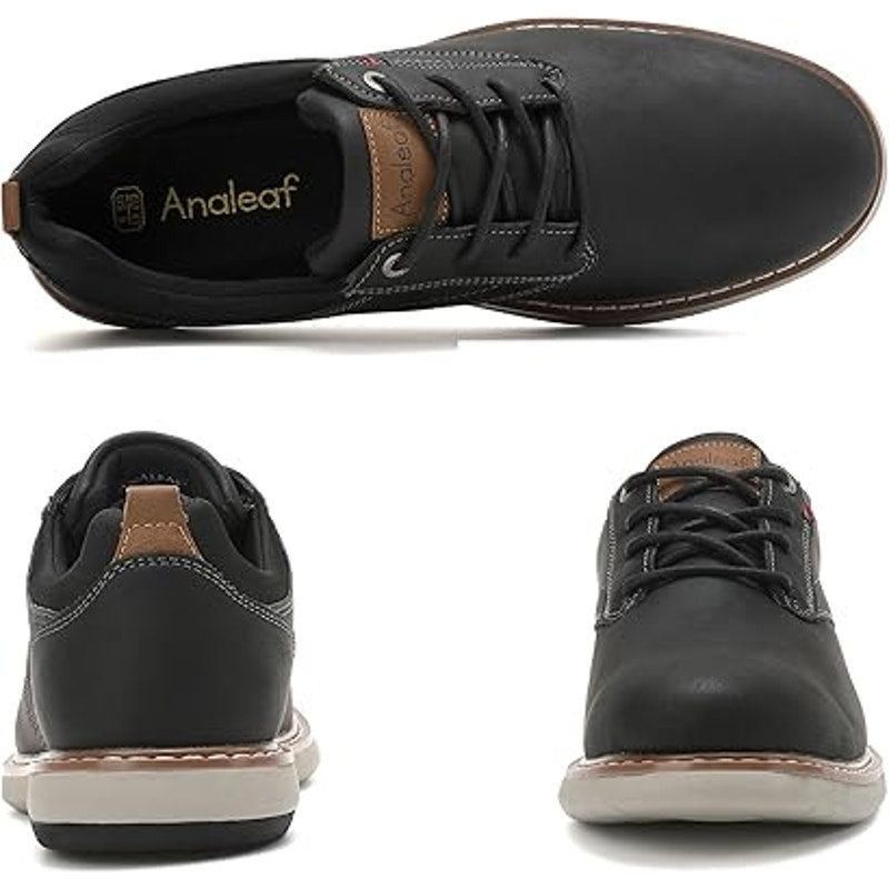 Other Analeaf Mens 10.5 Black Faux Leather Lace-Up Oxford Sneakers Size US 10.5 / EU 43-44 - 3 Thumbnail