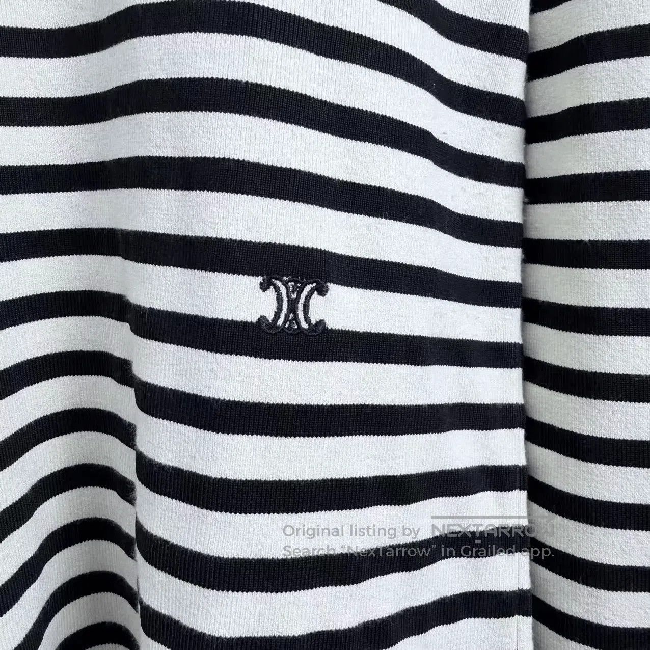 Celine Celine Embroidered Triomphe Logo Striped Turtleneck. Size S / US 4 / IT 40 - 2 Thumbnail