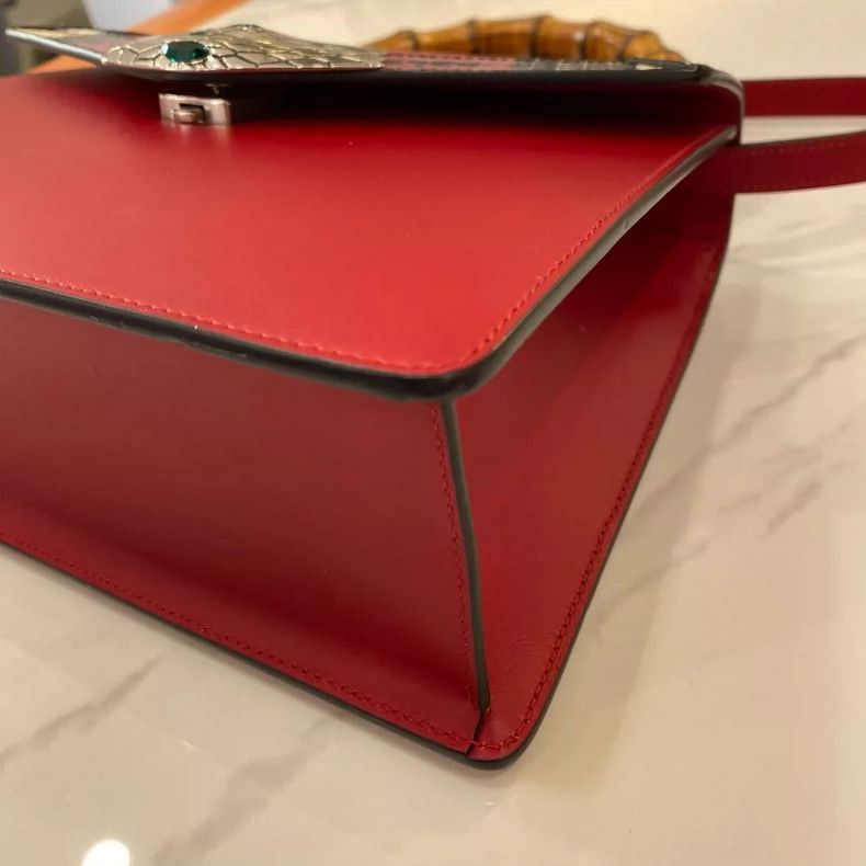 Gucci GUCCI Bamboo Handle Red Leather Bag-2505 Size ONE SIZE - 6 Thumbnail