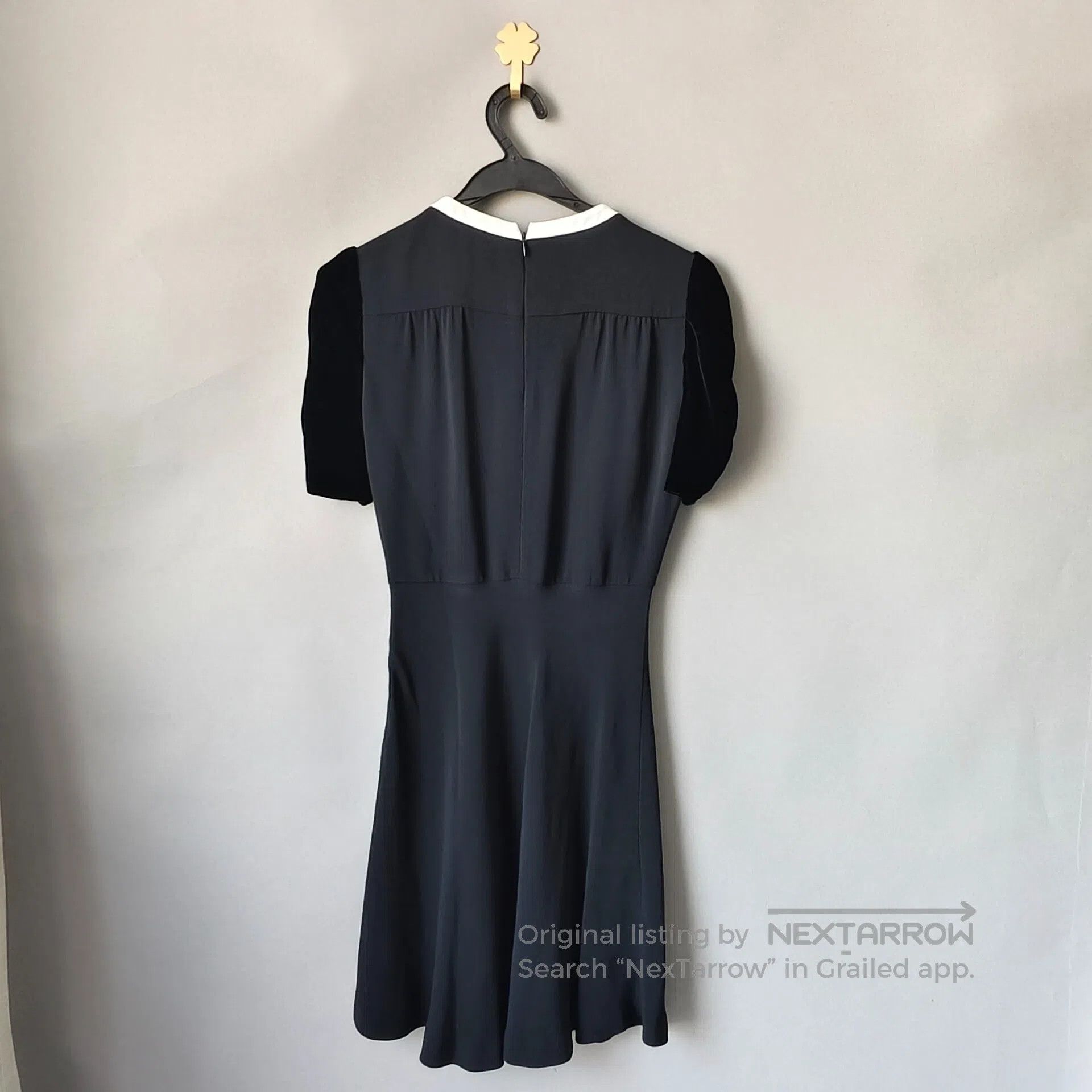 Miu Miu Miu Miu Chiffon and Velvet Patchwork Puff Sleeve Dress| Size XS / US 0-2 / IT 36-38 - 2 Thumbnail