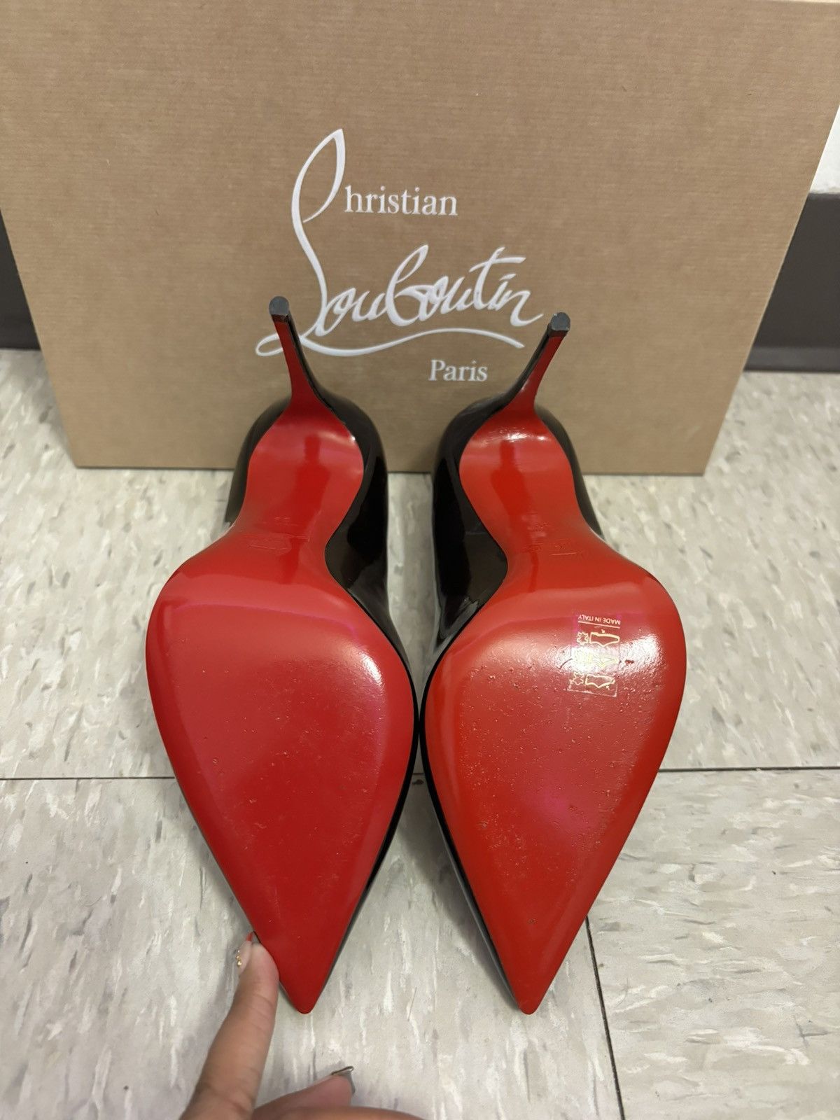 Christian Louboutin Hot Chick Patent Black Leather Red Bottoms Size US 8 / IT 38 - 2 Thumbnail