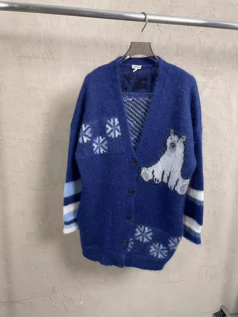 Loewe loewe Blue polar bear snowflake striped mohair sweater card Size US S / EU 44-46 / 1 - 1 Thumbnail