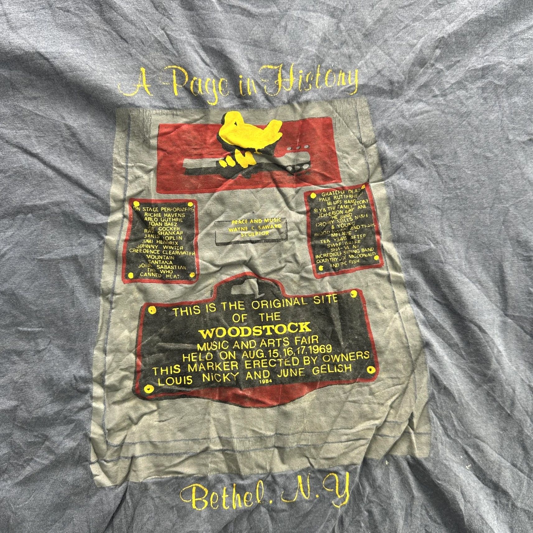 Fruit Of The Loom Vintage Woodstock T-Shirt Men's XL Gray 90s Concert Music Festival Bethel NY Graphic Print Size US XL / EU 56 / 4 - 5 Thumbnail