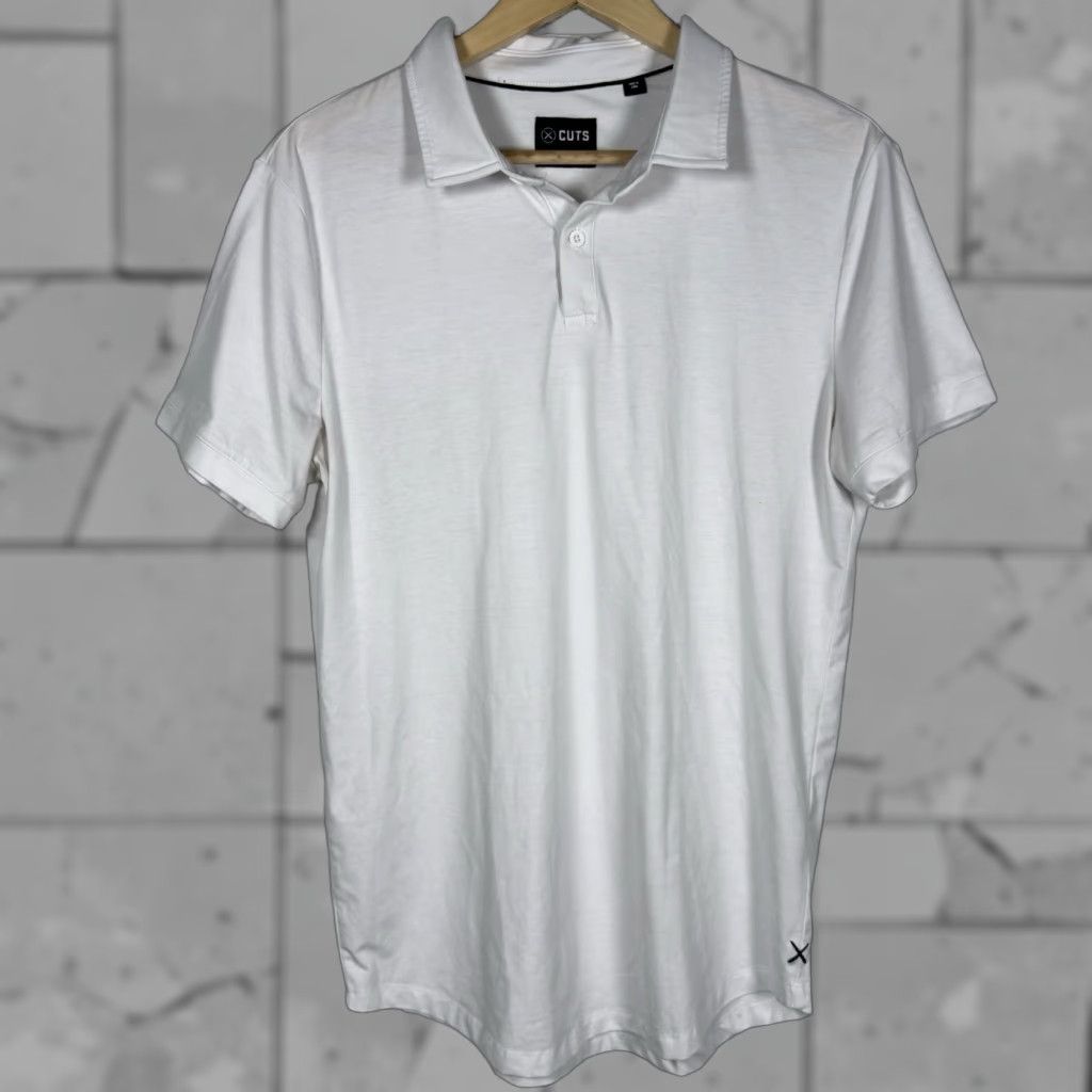 Cuts Cuts Polo Shirt Mens Size M White Polyester Casual Shirt Size US M / EU 48-50 / 2 - 1 Thumbnail