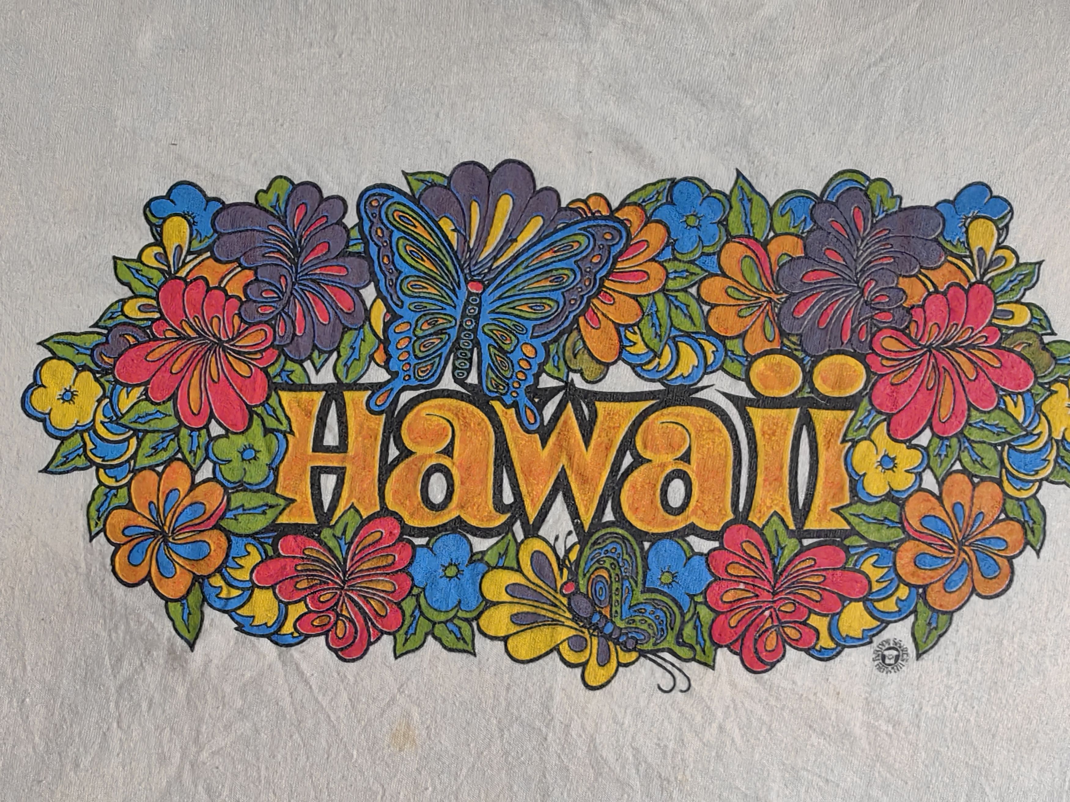 Hanes Vintage early 80's Hanes Beefies Hawaii Flower Power (Rare) Size US L / EU 52-54 / 3 - 17 Thumbnail