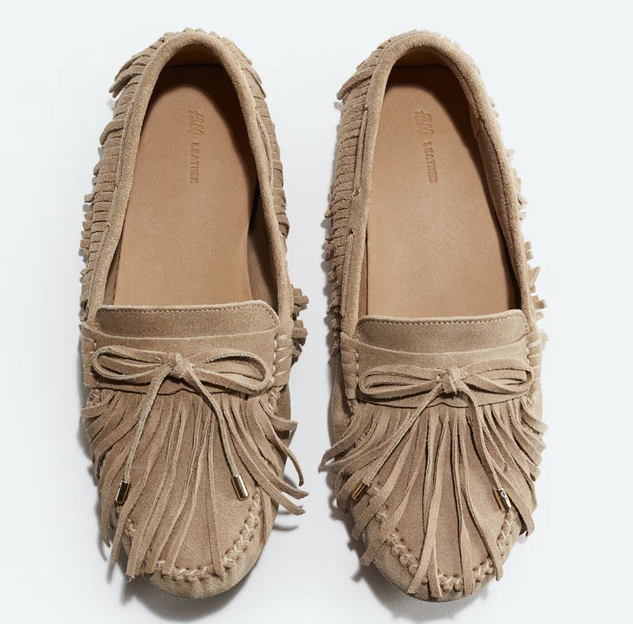 H&M H&M Fringed Split Suede Loafers Shoes in Beige ( 9.5 ) Size US 9.5 / IT 39.5 - 1 Thumbnail