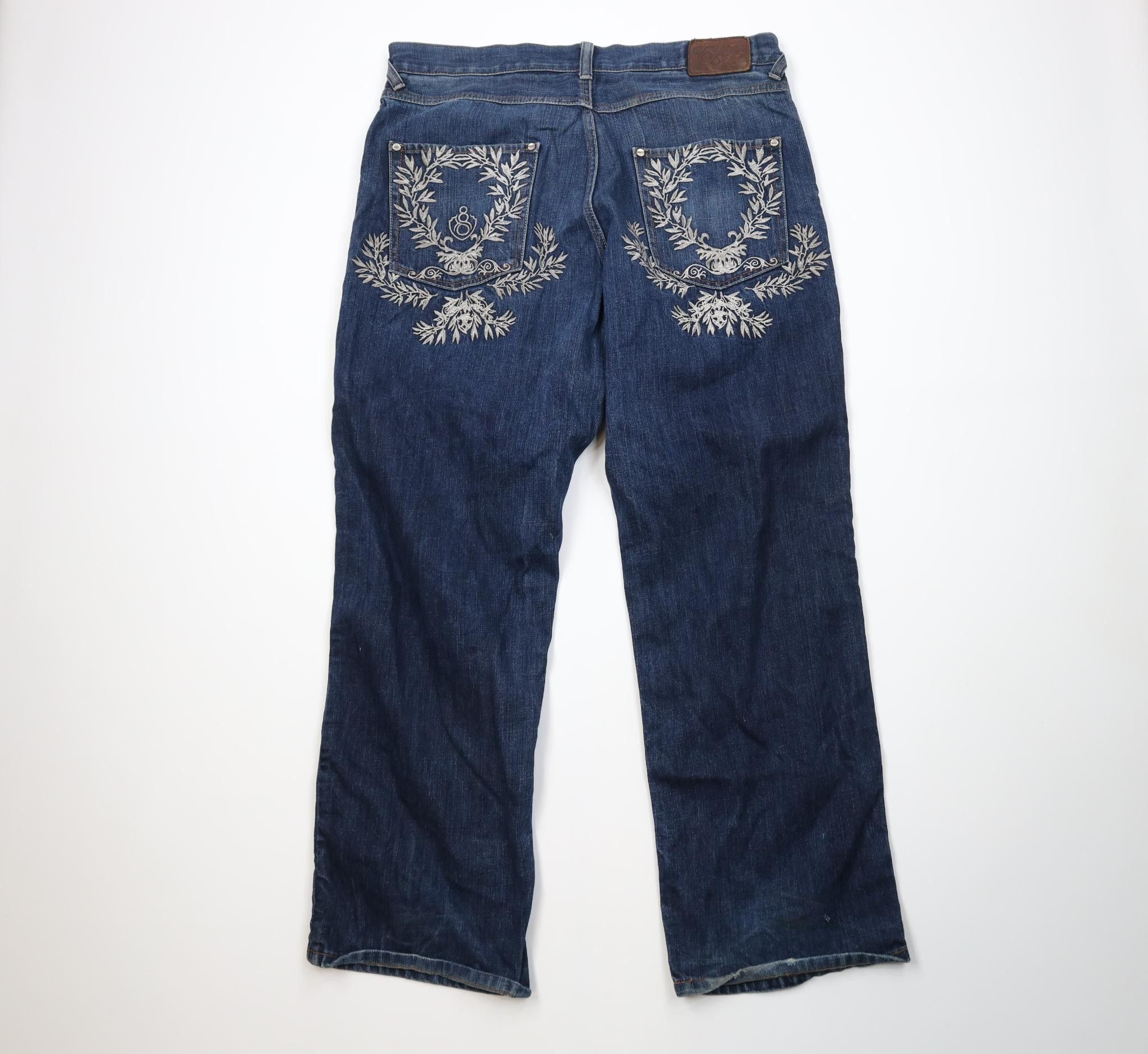 Vintage Vintage Y2K Streetwear Wide Leg Leaf Skateboard Denim Jeans Size US 40 / EU 56 - 10 Thumbnail