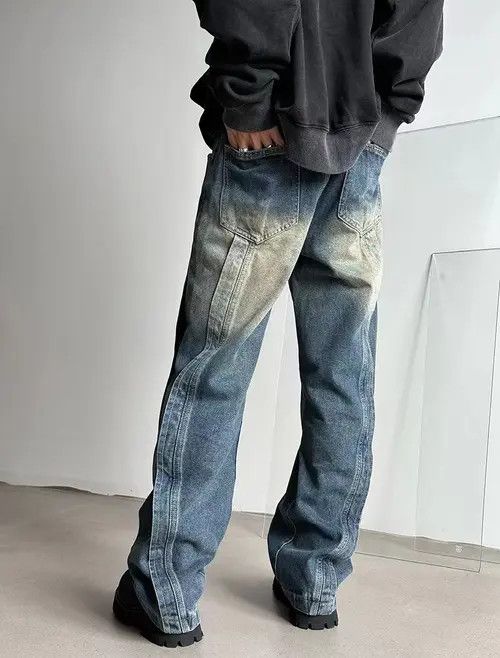 Jean Vintage washed distressed patchwork rare jeans Size US 34 / EU 50 - 4 Thumbnail