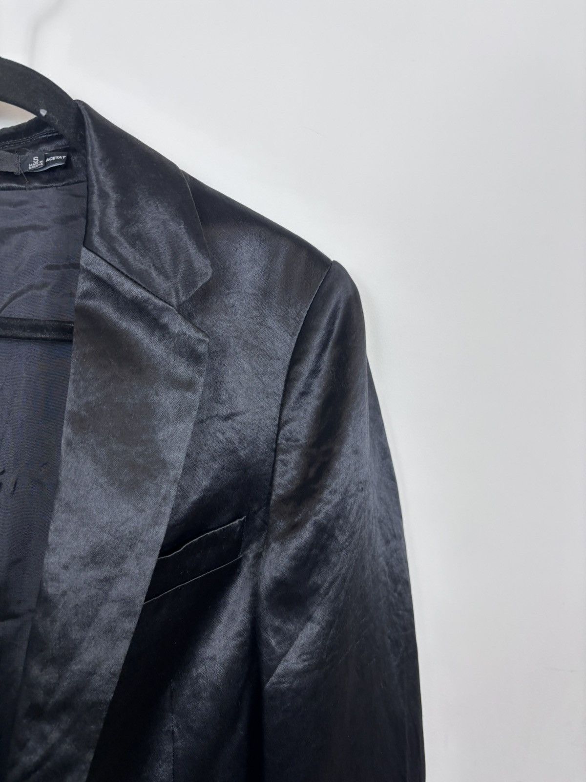 Blk Dnm BLK DNM Men’s Black Satin Long Blazer Jacket Tuxedo Coat Size 40R - 9 Thumbnail