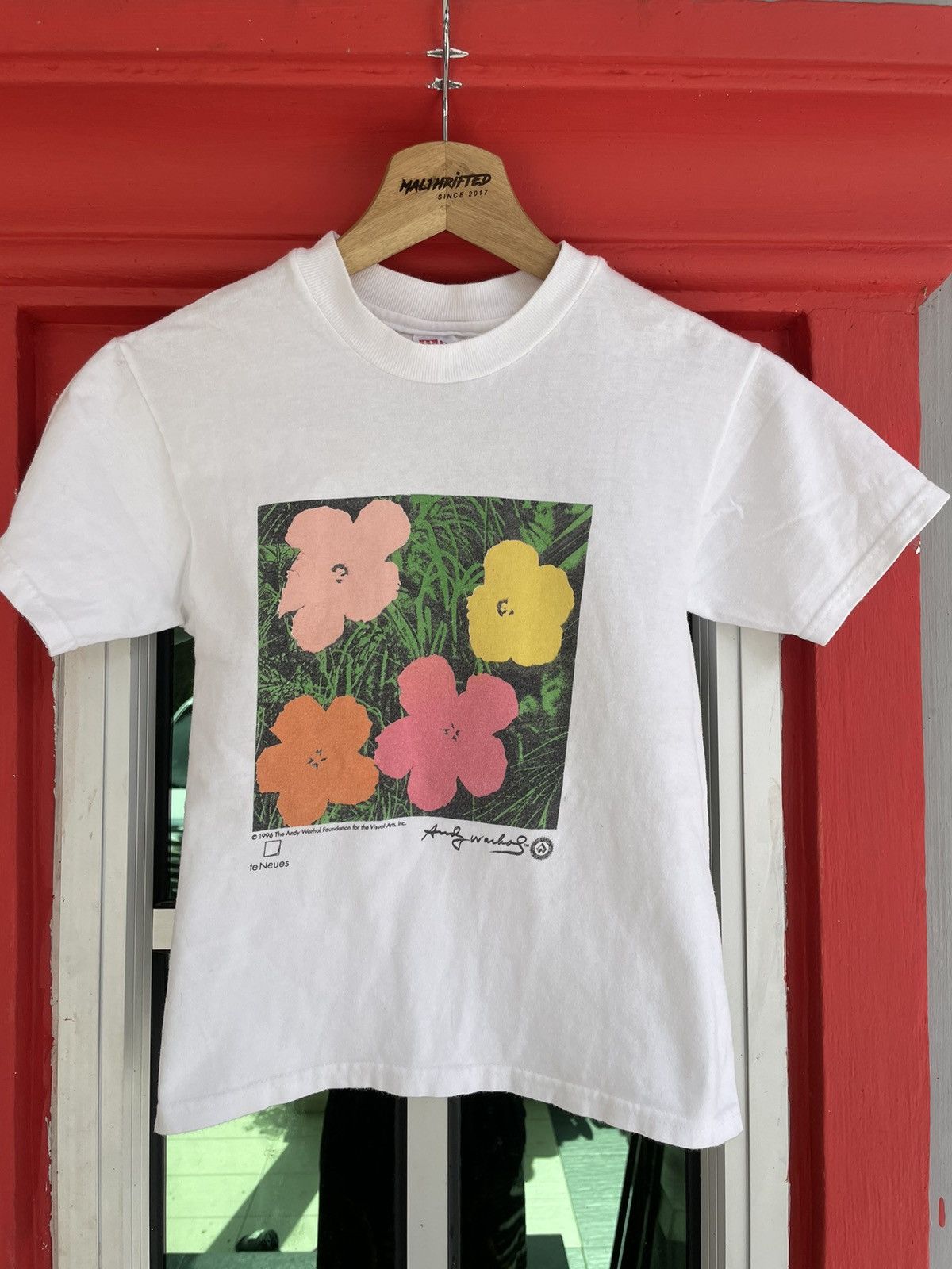 image of 90's Andy Warhol Flowers Tshirt in White, Women's (Size XS)