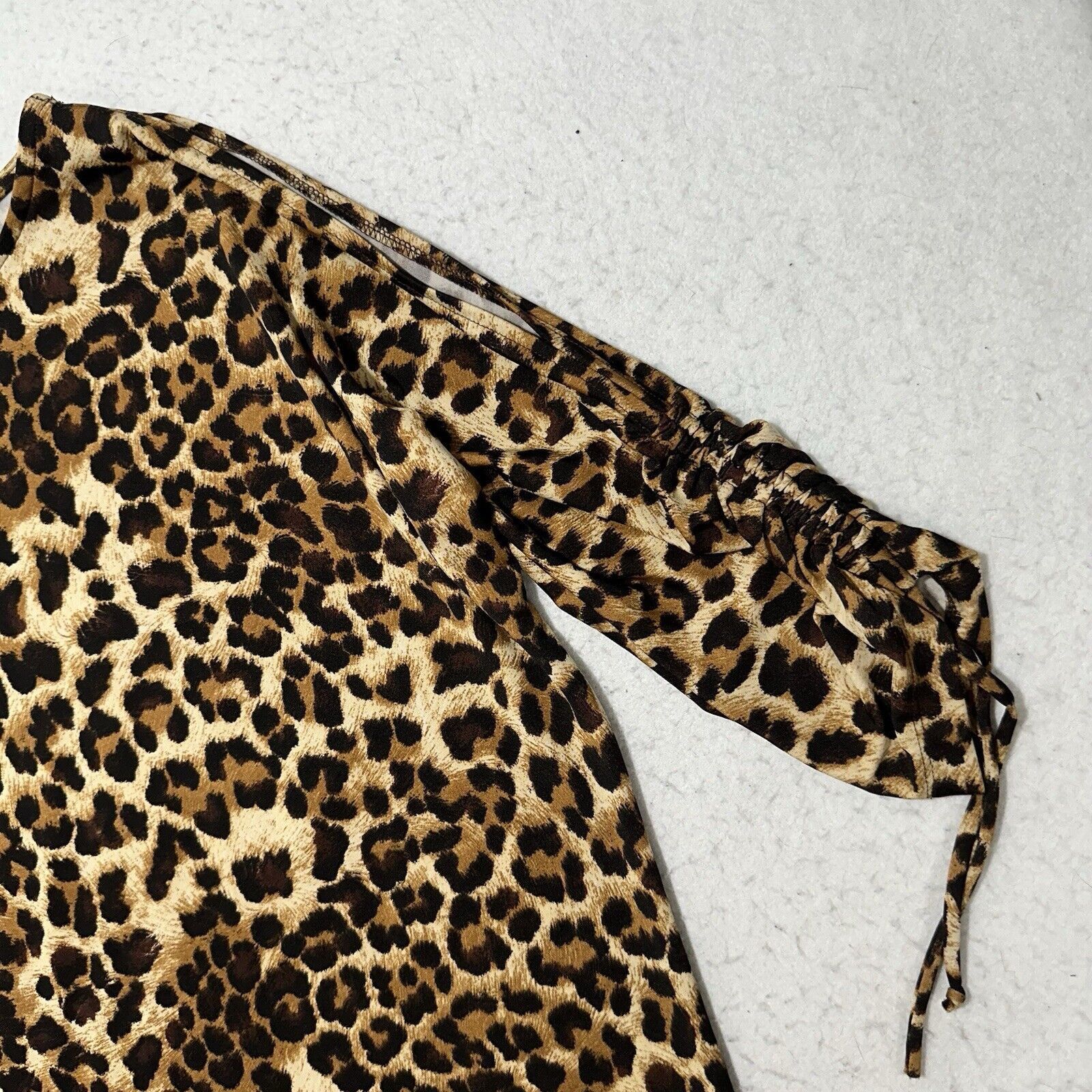 Chicos Chicos Large Brown Leopard Print Exposed Shoulder Blouse Size L / US 10 / IT 46 - 4 Thumbnail