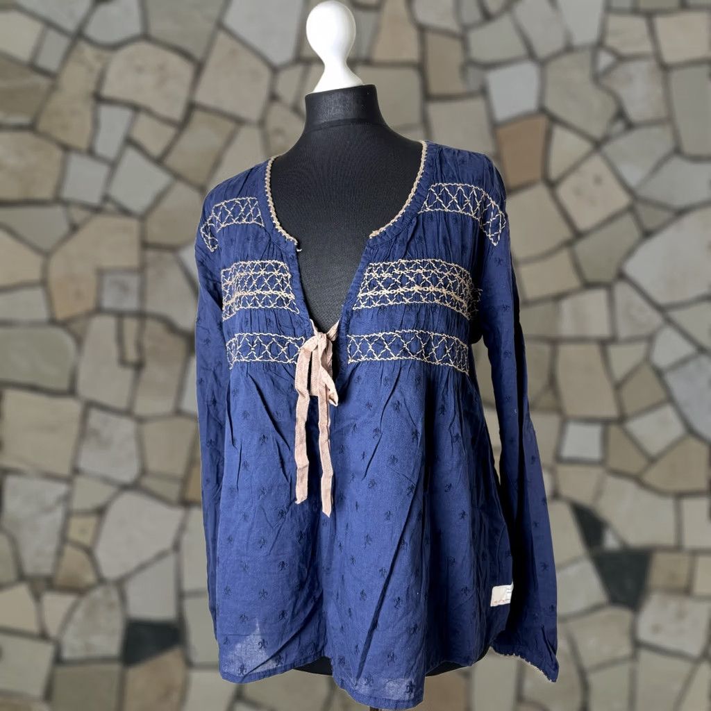 Vintage Odd Molly Blue Shirt Blouse Womens Size 3 Long Sleeve Cotton 100% Size XS / US 0-2 / IT 36-38 - 1 Thumbnail