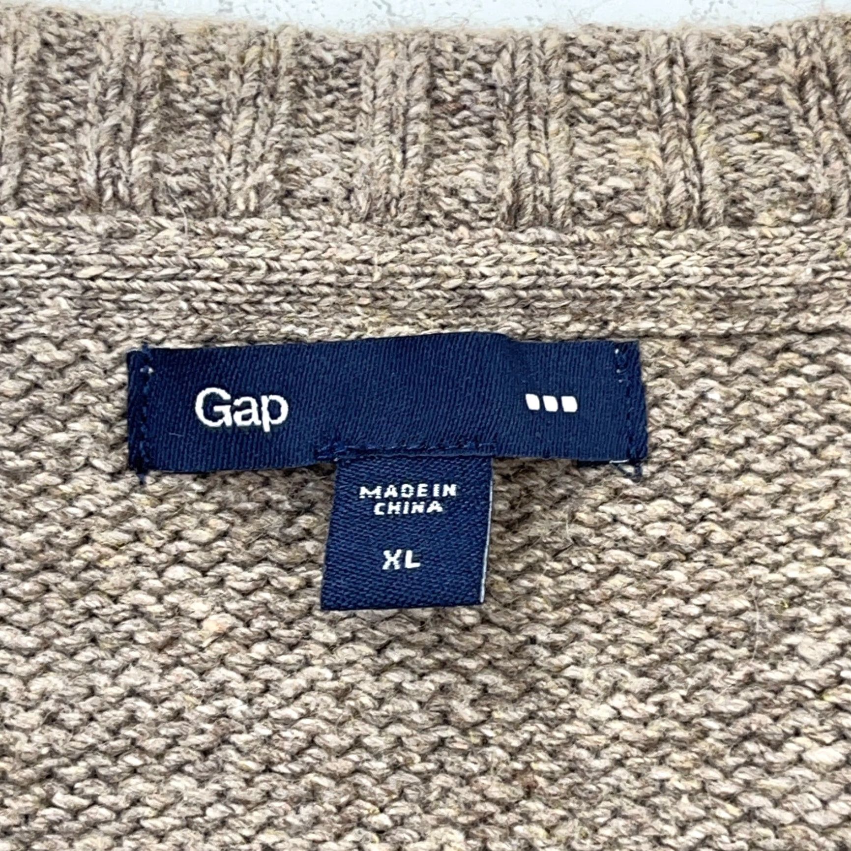Gap Gap Sweater Men XL Brown Tan V Neck Woll Blend Knit Elbow Patch Zipper Pullover Size US XL / EU 56 / 4 - 3 Thumbnail