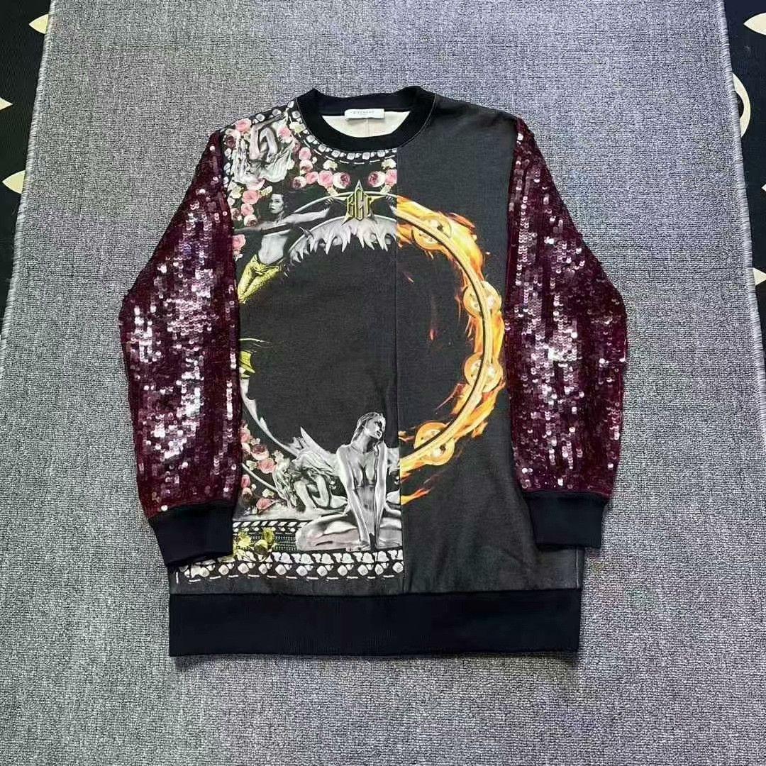 Givenchy givenchy red sequined sleeve sweatshirt t-shirt Size S / US 4 / IT 40 - 1 Thumbnail