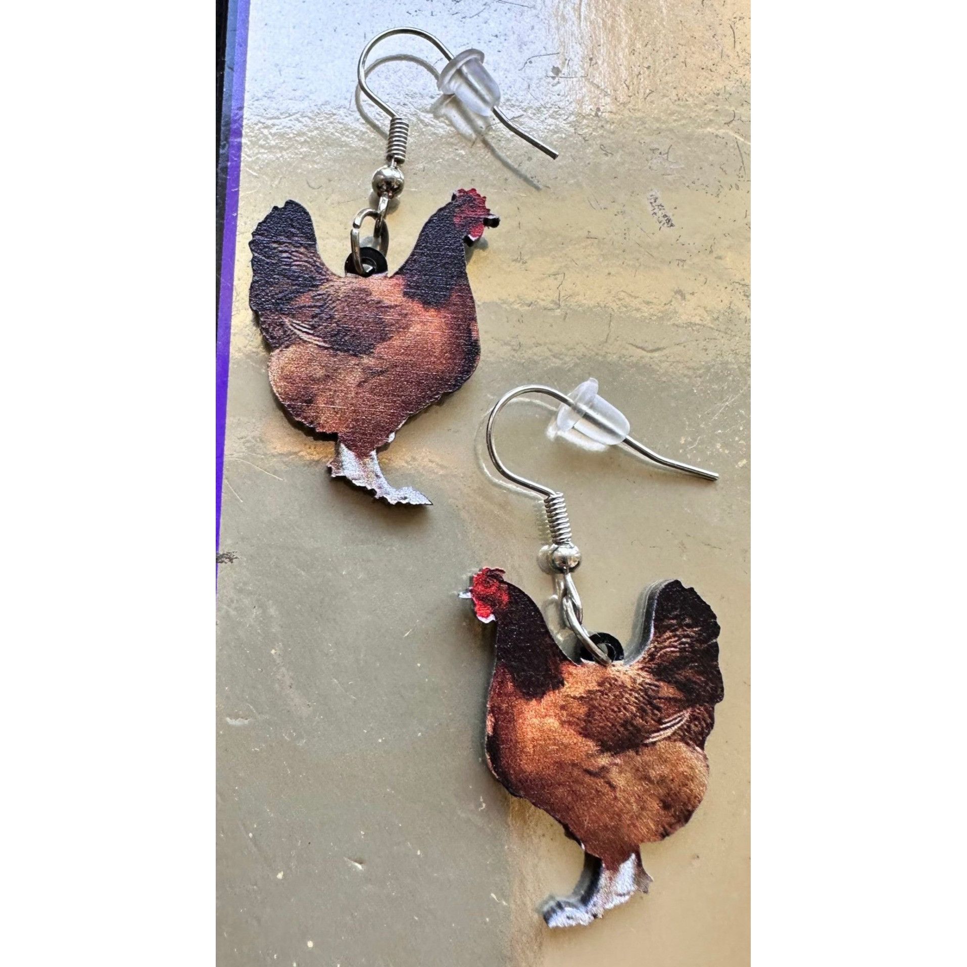 Handmade Rooster Earrings Chicken Farm Animal Eggs Pet New Hens Farme Size ONE SIZE - 8 Thumbnail