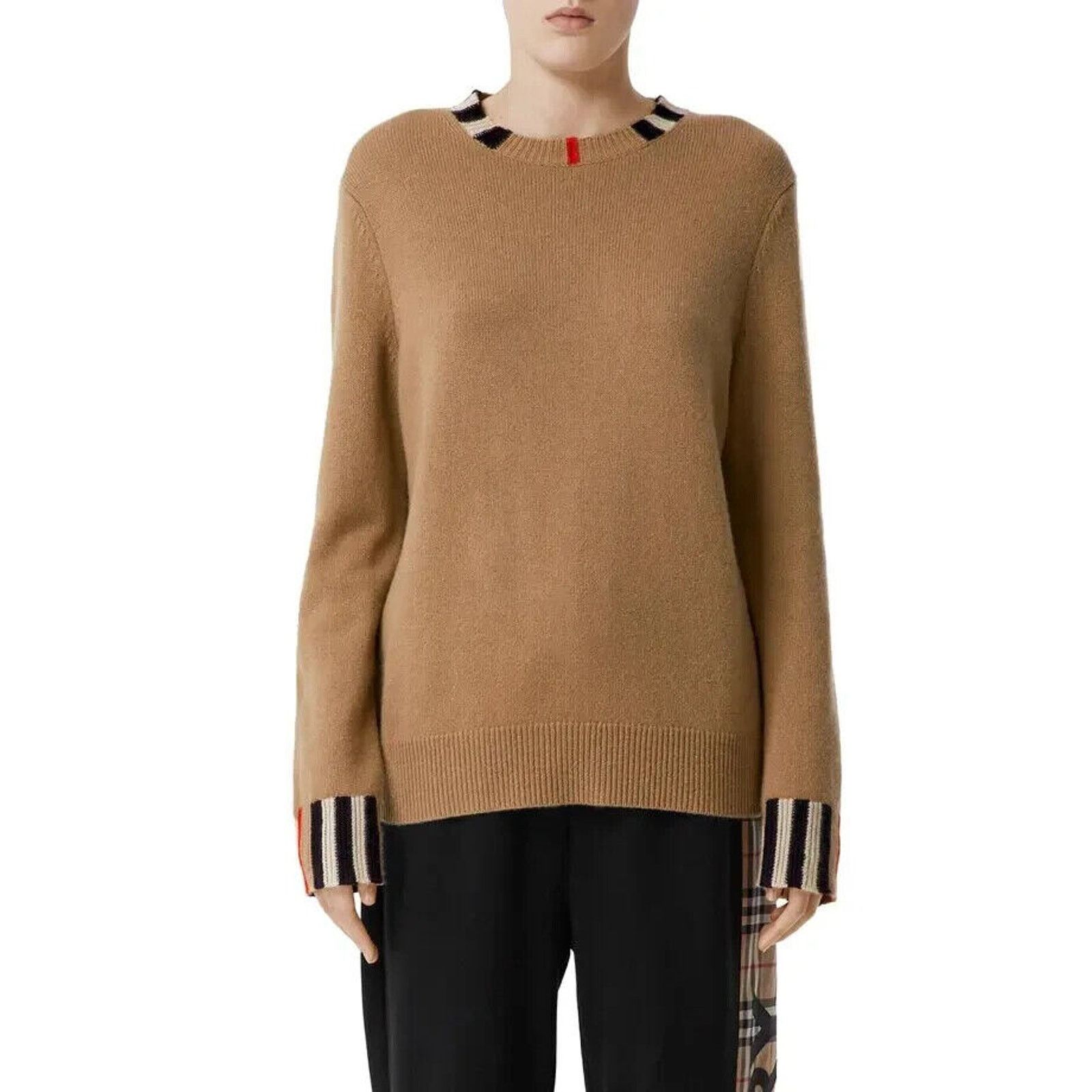 Burberry BURBERRY BEIGE WOOL CASHMERE CHECK LOGO PULLOVER SWEATER M Size M / US 6-8 / IT 42-44 - 9 Thumbnail