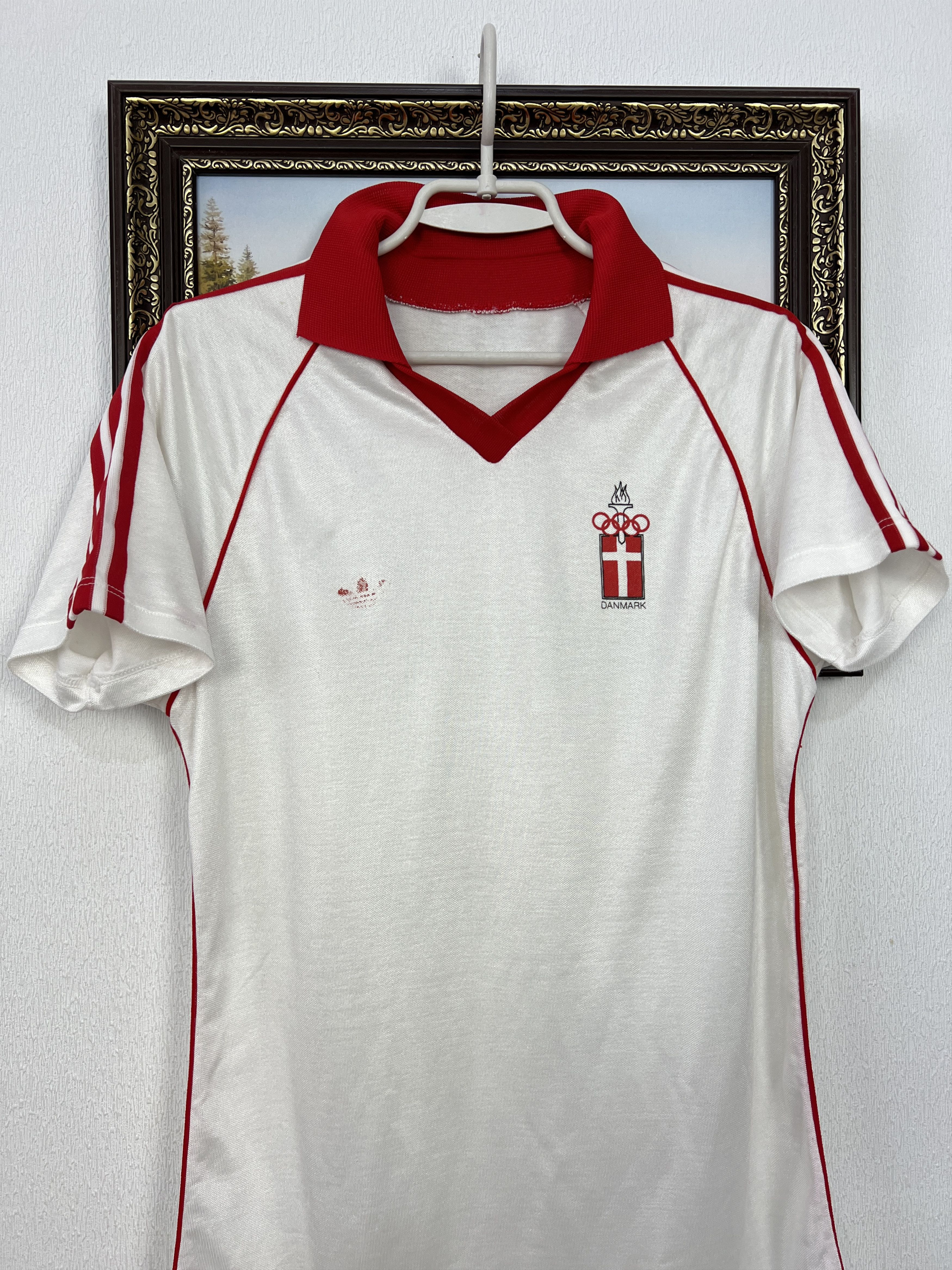 Adidas Vintage 80's Denmark Olympics Shirt Jersey Rare Trikot Size US L / EU 52-54 / 3 - 2 Thumbnail