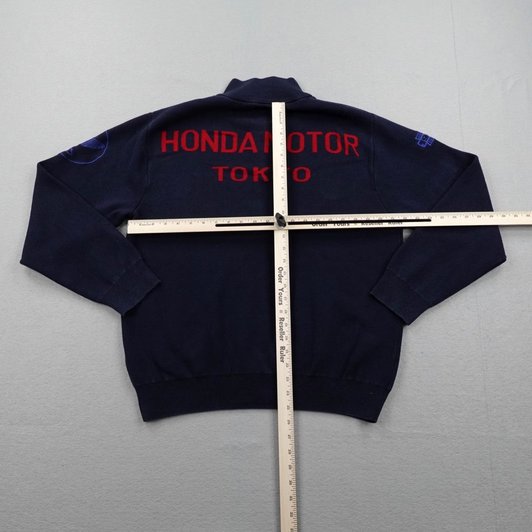 Honda VINTAGE Honda Culture Sweater Mens Large Blue 1/4 Zip Patrick Calello Tokyo Knit Size US L / EU 52-54 / 3 - 7 Thumbnail