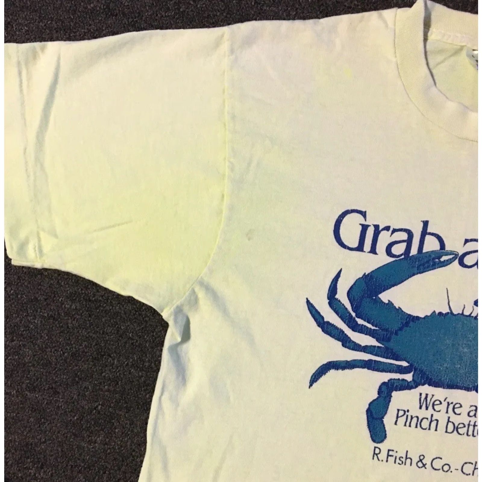 CO Vtg 90s Grab A Crab R. Fish & Co Faded Shirt M Funny Chico Beach Surf Grunge 80s Size US M / EU 48-50 / 2 - 7 Thumbnail