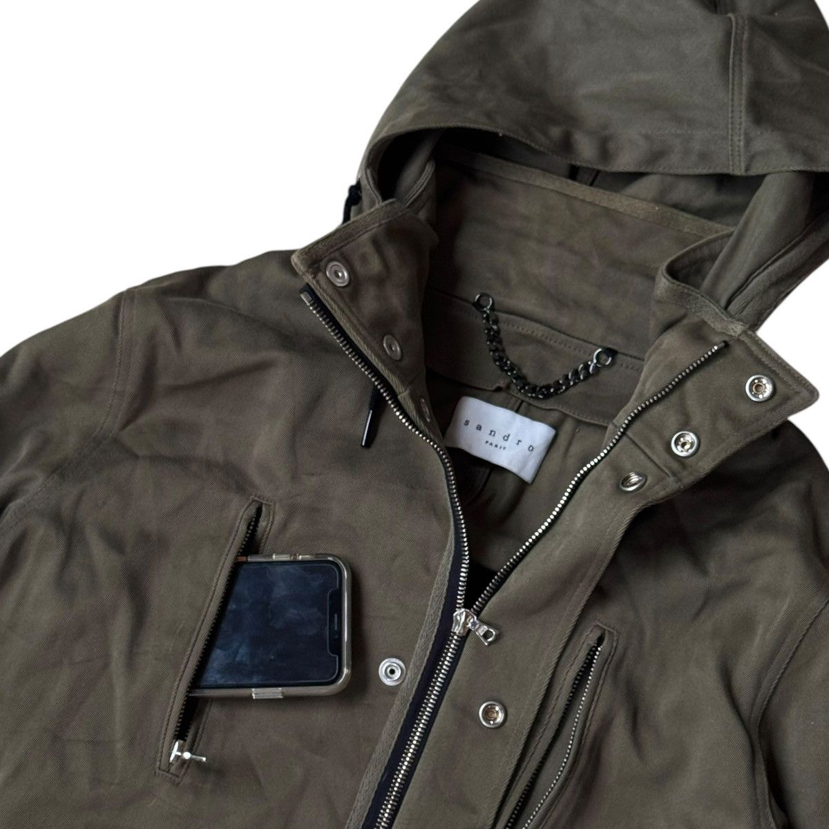 Sandro Sandro Paris Green Hooded Coat Utility Mens Jacket Size US S / EU 44-46 / 1 - 3 Thumbnail