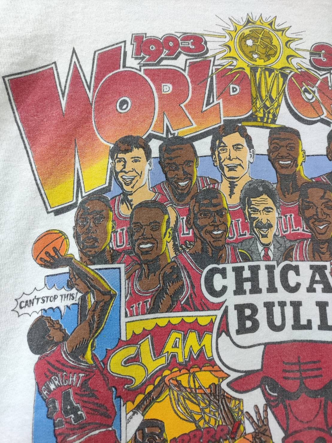 NBA Vtg 90's NBA Chicago Bulls 3 Peat World Champs T-Shirt Size US M / EU 48-50 / 2 - 3 Thumbnail