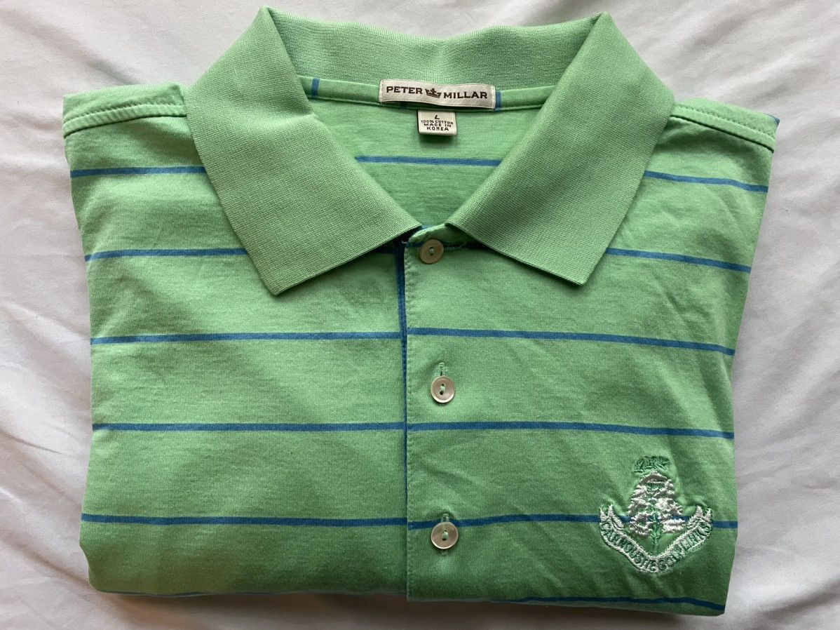 Peter Millar Peter Millar Polo Mens Large Green Blue Striped Golf Shirt Size US L / EU 52-54 / 3 - 1 Thumbnail