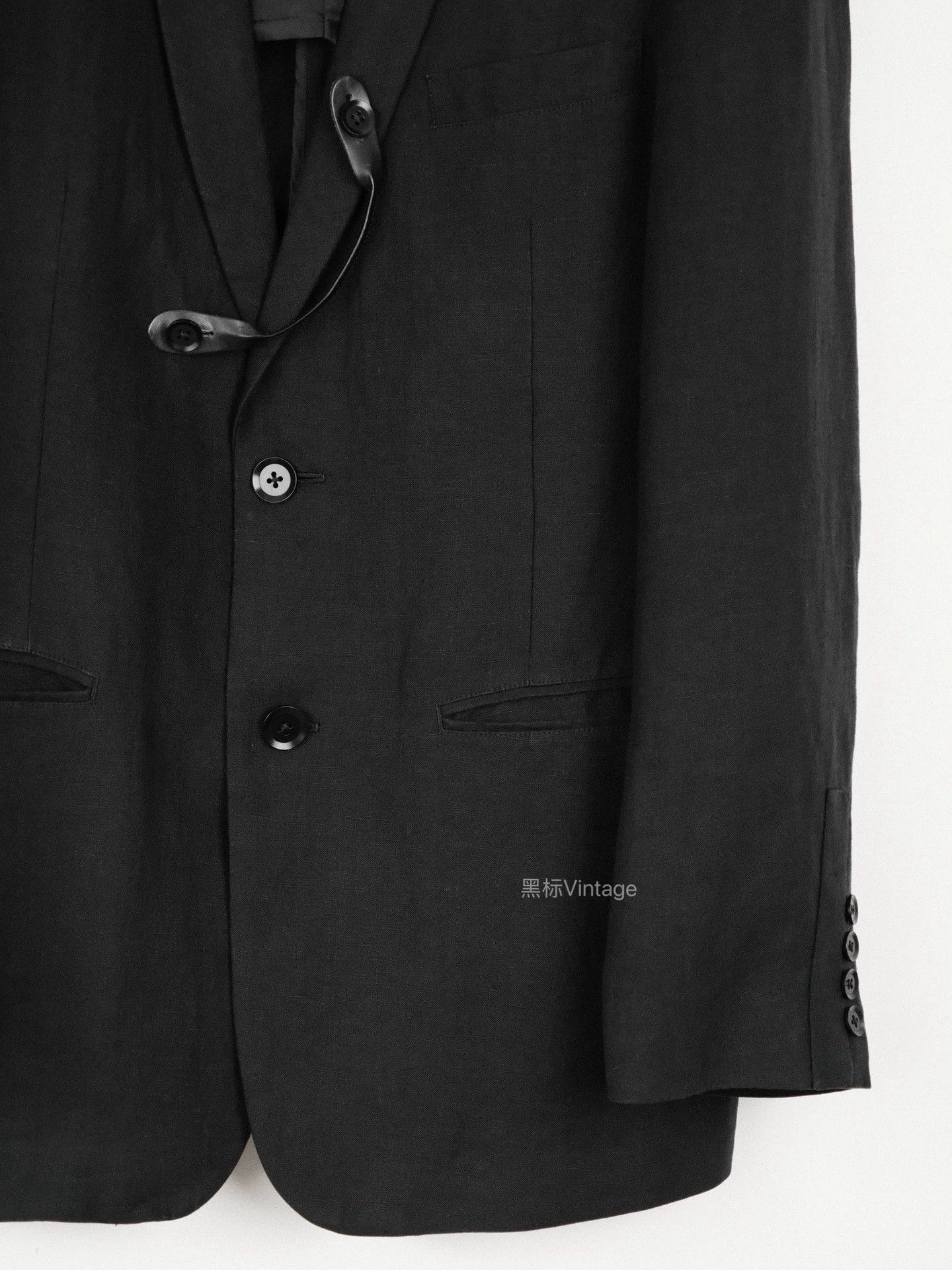 Yohji Yamamoto Yohji Yamamoto 14ss Rainy Leather Trim Linen Blazer Size US L / EU 52-54 / 3 - 4 Thumbnail