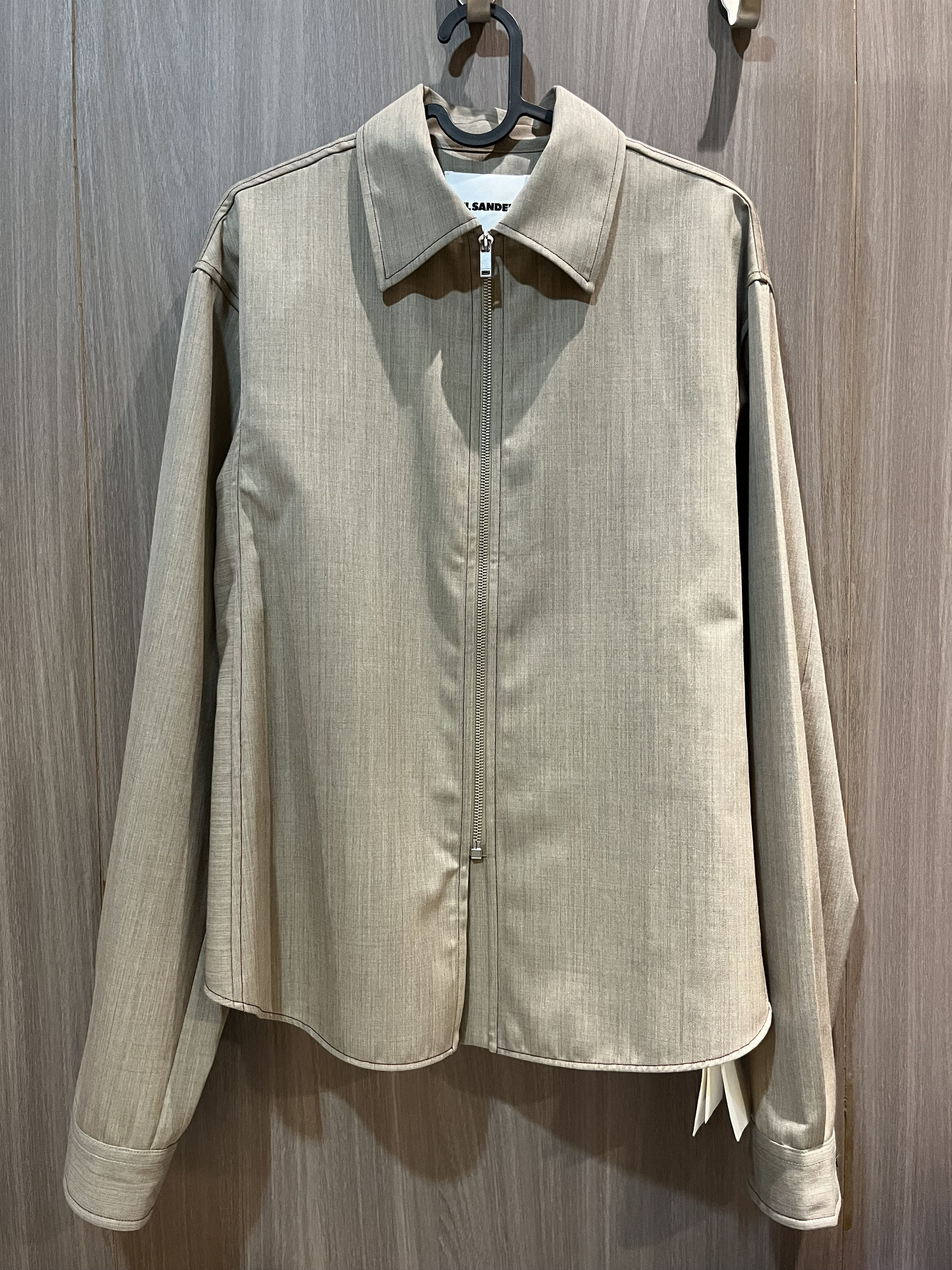 image of Jil Sander Light Zip Up Jacket in Khaki, Men's (Size Small)