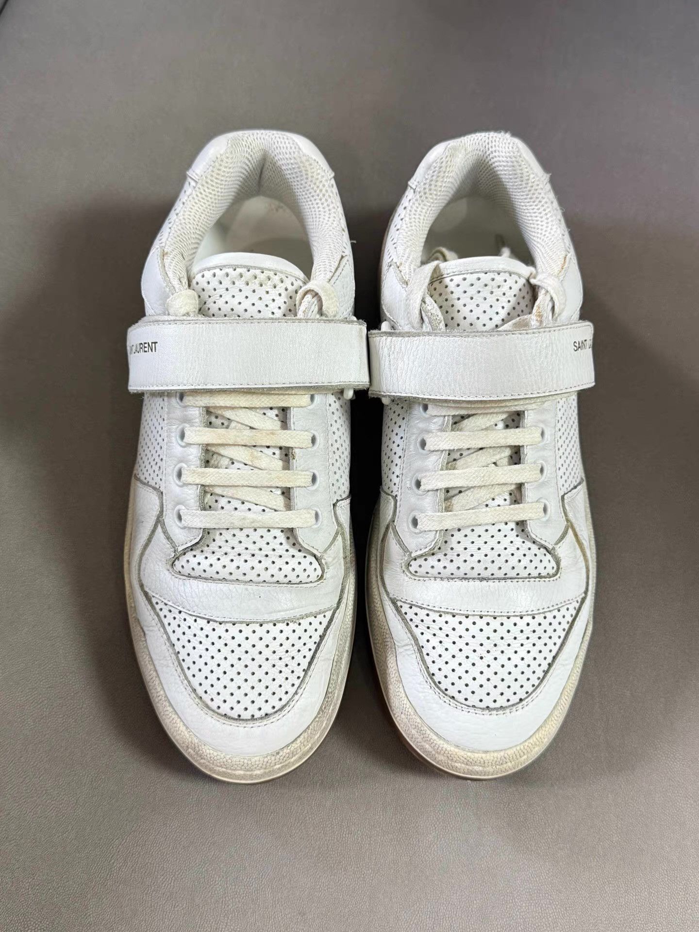 Saint Laurent Paris Saint Laurent White distressed leather low-top sneakers。Ｑ20 Size US 6.5 / EU 39-40 - 1 Thumbnail