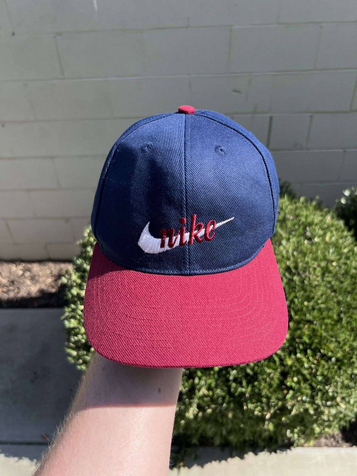 Nike Nike Vintage 90’s Classic Swoosh Script Logo 2 Tone Hat Size ONE SIZE - 2 Thumbnail