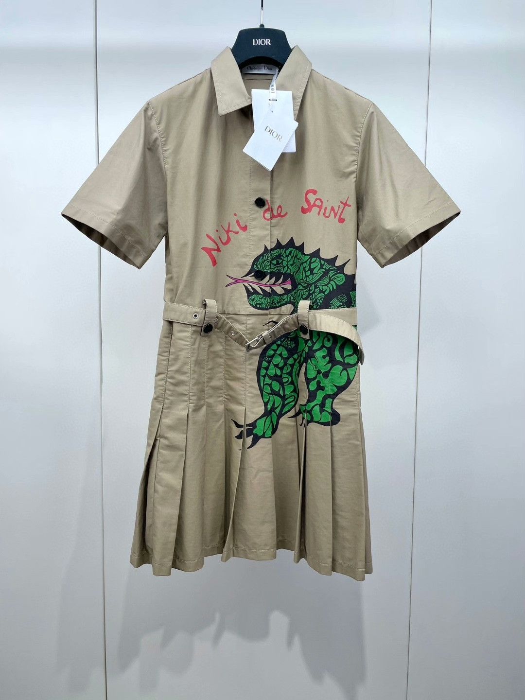 Dior Dior Green Dinosaur Utility Dress Size XS / US 0-2 / IT 36-38 - 1 Thumbnail