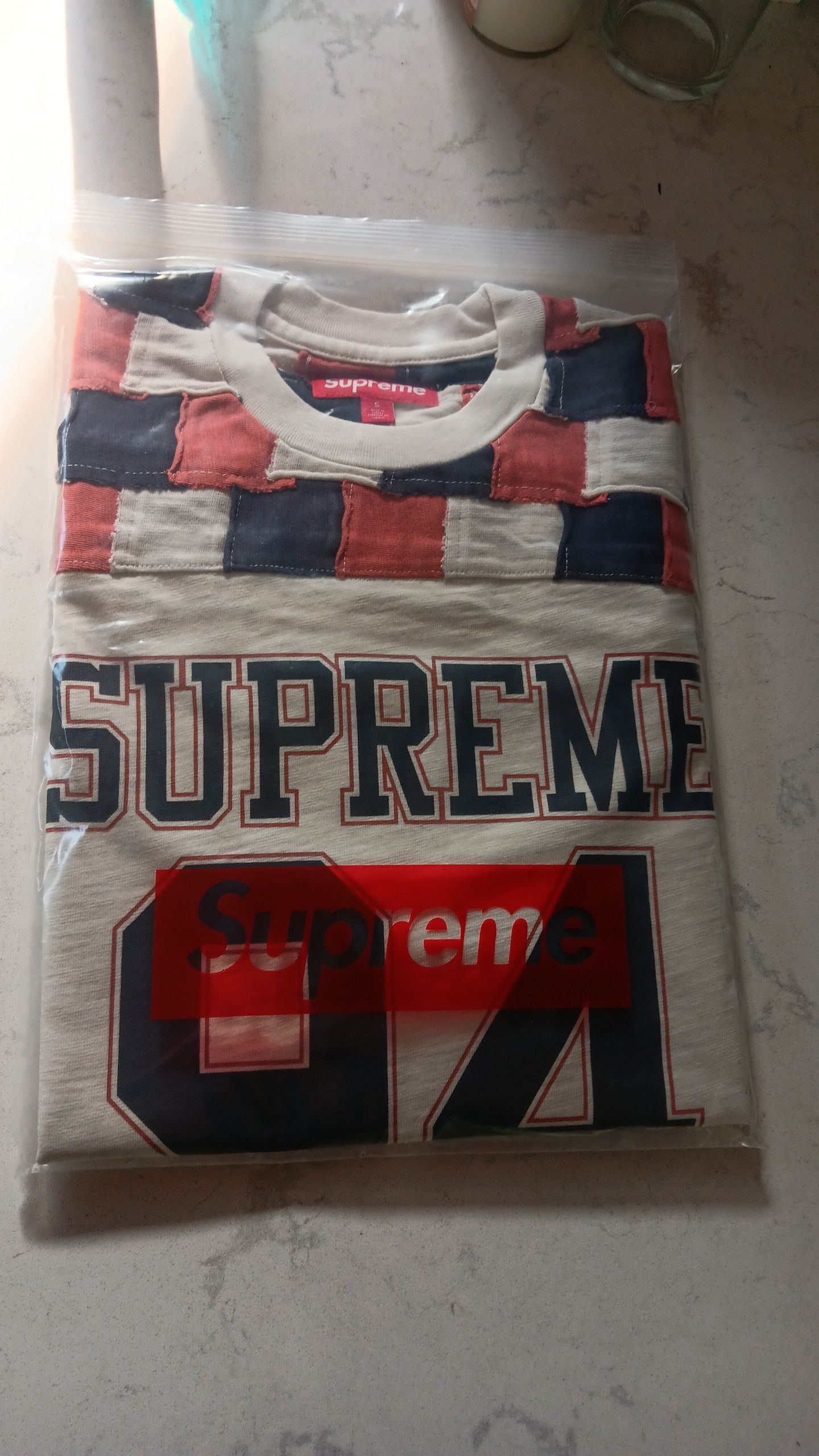 Supreme Patchwork Yoke Football Top Stone Supreme Patchwork Yoke Football Top Stone