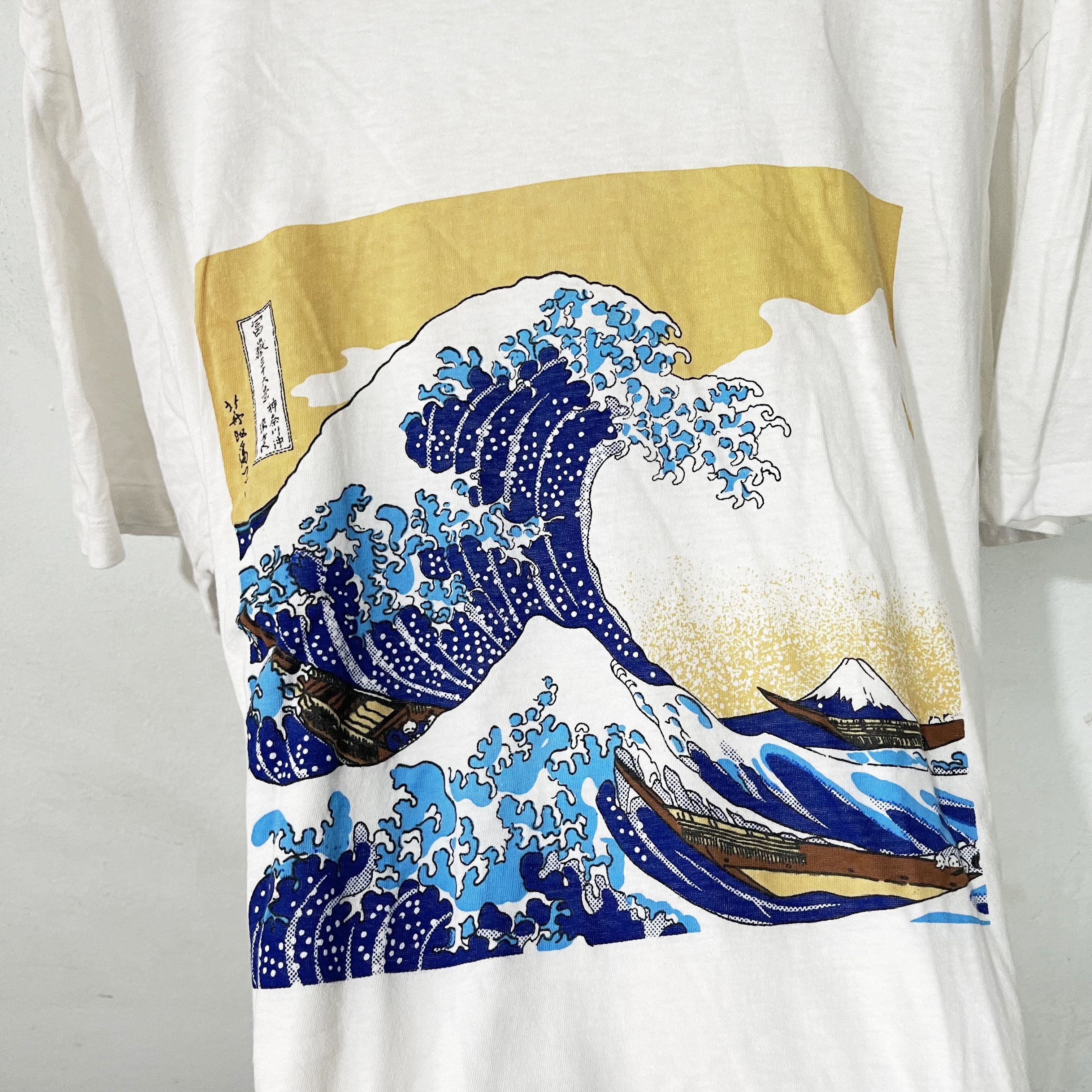 Vintage Vintage 90s Great Wave Hokusai T-Shirt Size US L / EU 52-54 / 3 - 2 Thumbnail