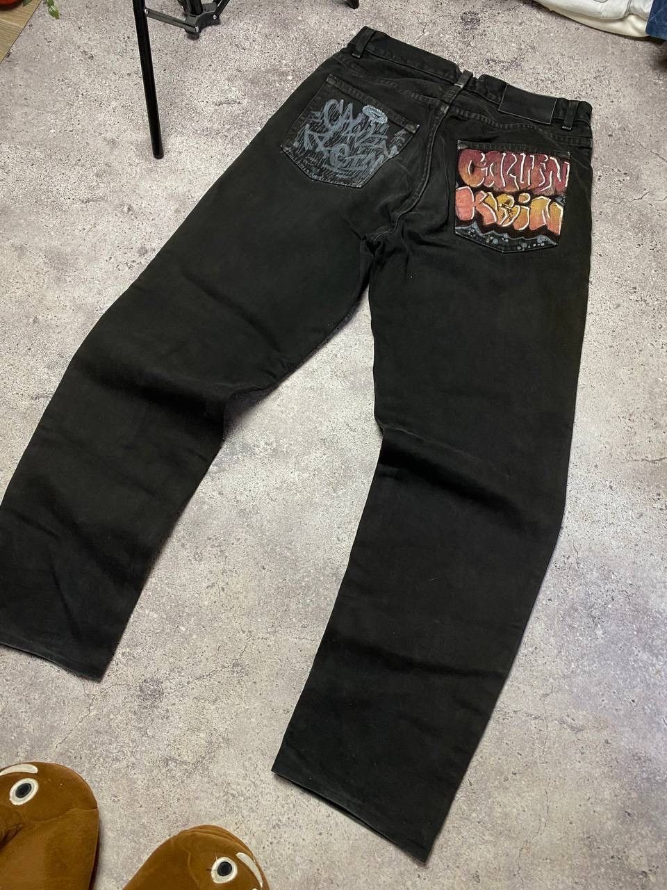 Calvin Klein × Vintage Crazy Custom Baggy Calvin Klein Pants Denim Distressed Y2K Size US 31 - 2 Thumbnail