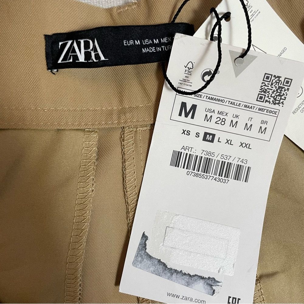 Zara NWT New Zara High-waisted Full Length Beige Pants Size M Size 30" / US 8 / IT 44 - 7 Thumbnail