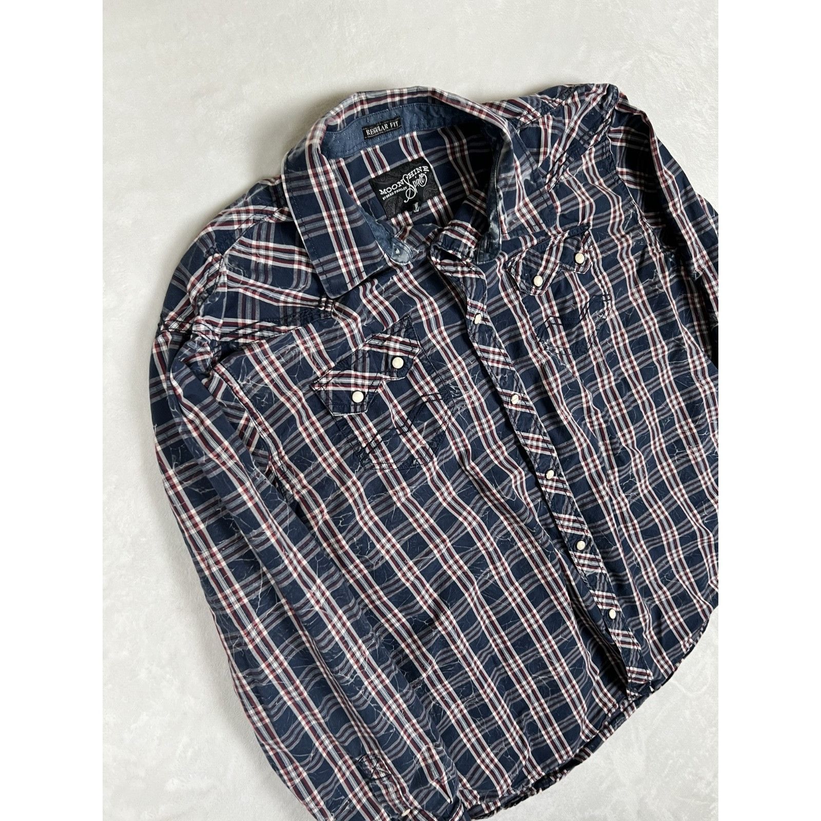 Other Moonshine Spirit Shirt Mens Large Blue Plaid Western Snap Fr Size US L / EU 52-54 / 3 - 4 Thumbnail