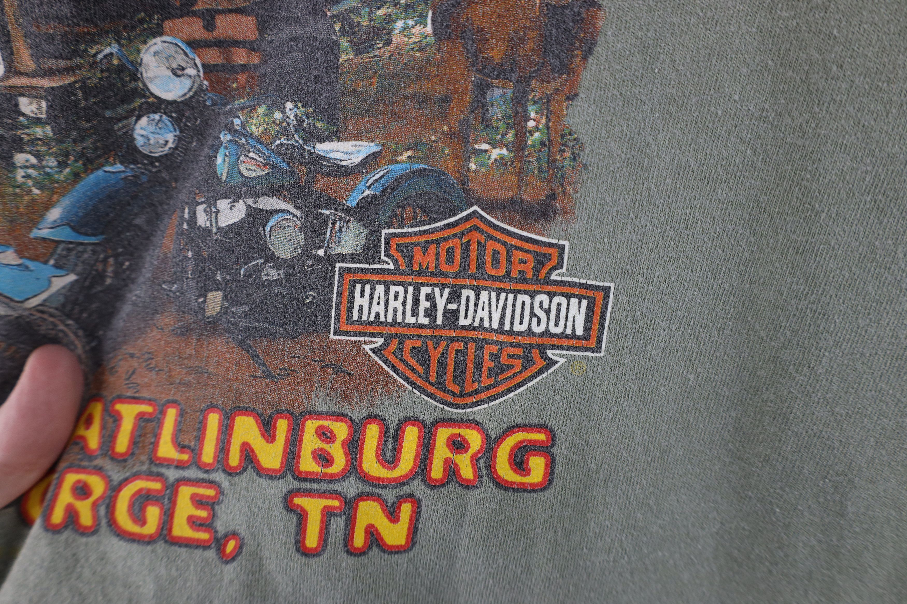 Harley Davidson Vintage Y2K Harley Davidson Fire T-Shirt Green Cotton USA Size US XL / EU 56 / 4 - 12 Thumbnail