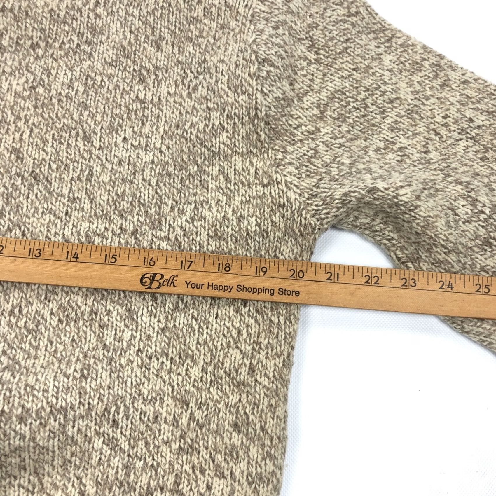 Lands' End VINTAGE Lands' End Men XL Wool Blend Crew Neck Sweater Beige Heathered 80s Pullover Knit Ribbed Cuffs Hem Long Sleeve Casual Mens Size US XL / EU 56 / 4 - 5 Thumbnail
