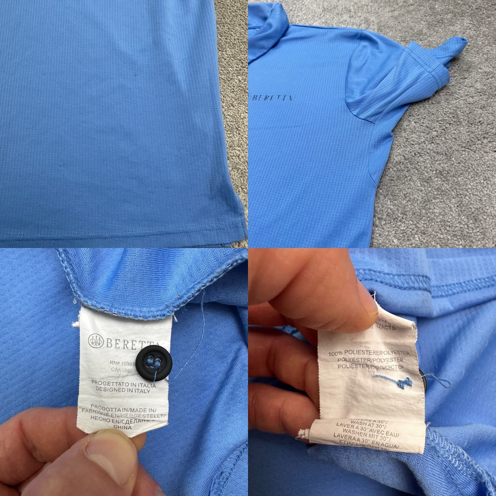 Vintage Beretta Polo Shirt Mens Large Blue Short Sleeve Waffle Performance Golf Active Size US L / EU 52-54 / 3 - 8 Thumbnail