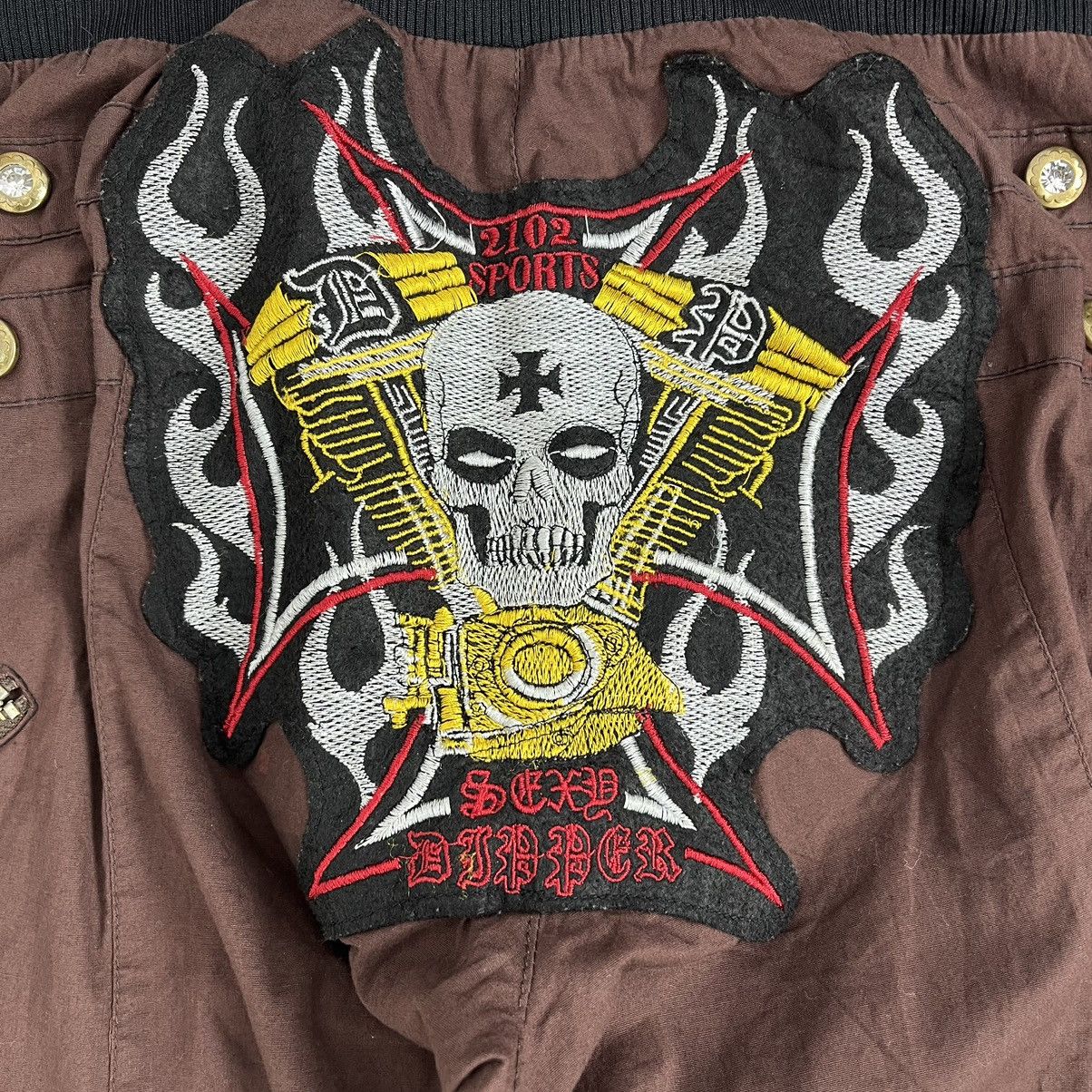 14th Addiction × KMRii × Yasuyuki Ishii Crazy Y2K Dipper Bondage Skulls Studded Multipocket Pants Size US 27 - 5 Thumbnail
