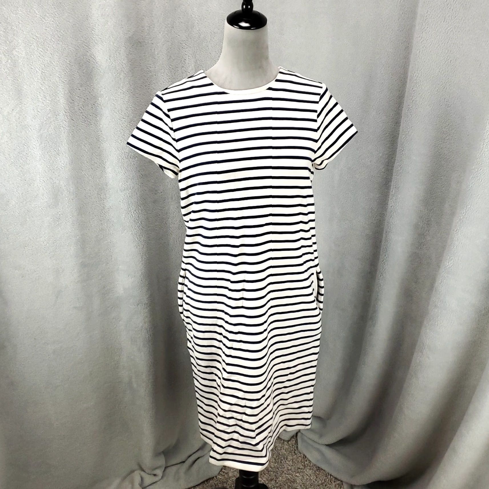 Ralph Lauren Ralph Lauren Shift Dress Womens Medium White Navy Nautical Striped Back Zip Shirt Dress Size M / US 6-8 / IT 42-44 - 2 Thumbnail