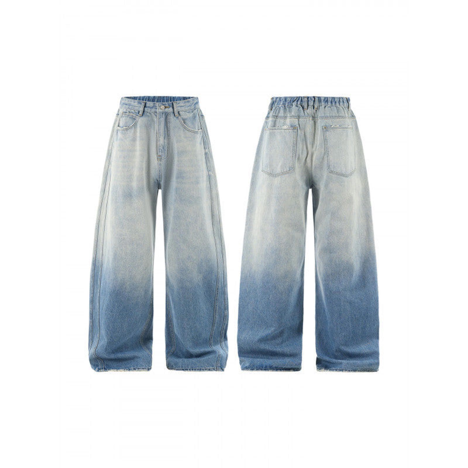 Vintage Blue Ombre Wide Leg Denim Jeans, Baggy Fit Jeans Size US 32 / EU 48 - 5 Thumbnail
