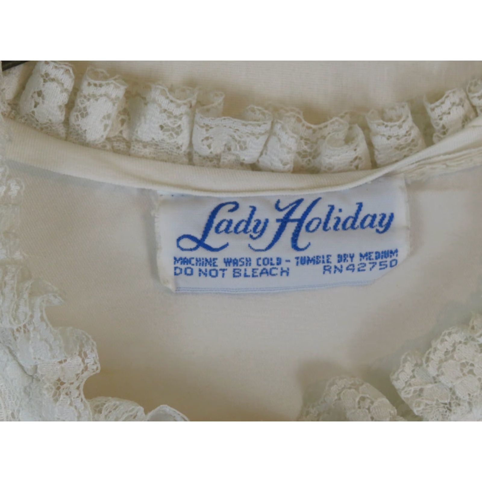 Vintage VINTAGE Lady Holiday Shirt Womens Large White 50s 60s 70s collared long sleeve blouse with vintage USA Made in USA size L Size L / US 10 / IT 46 - 5 Thumbnail