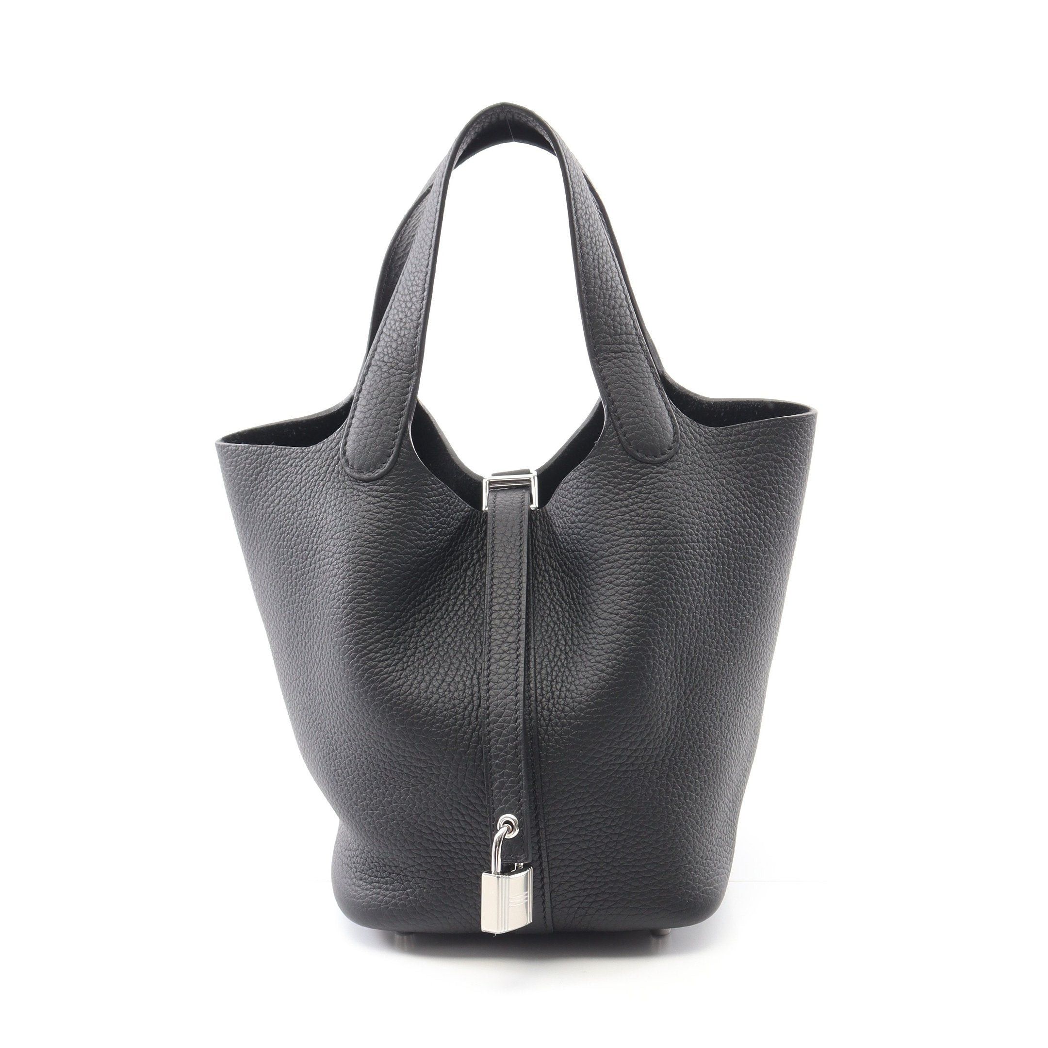Hermes Hermes Picotan Lock Pm Handbag Clemence Leather Black Silver Hardware K Stamp Size ONE SIZE - 1 Thumbnail