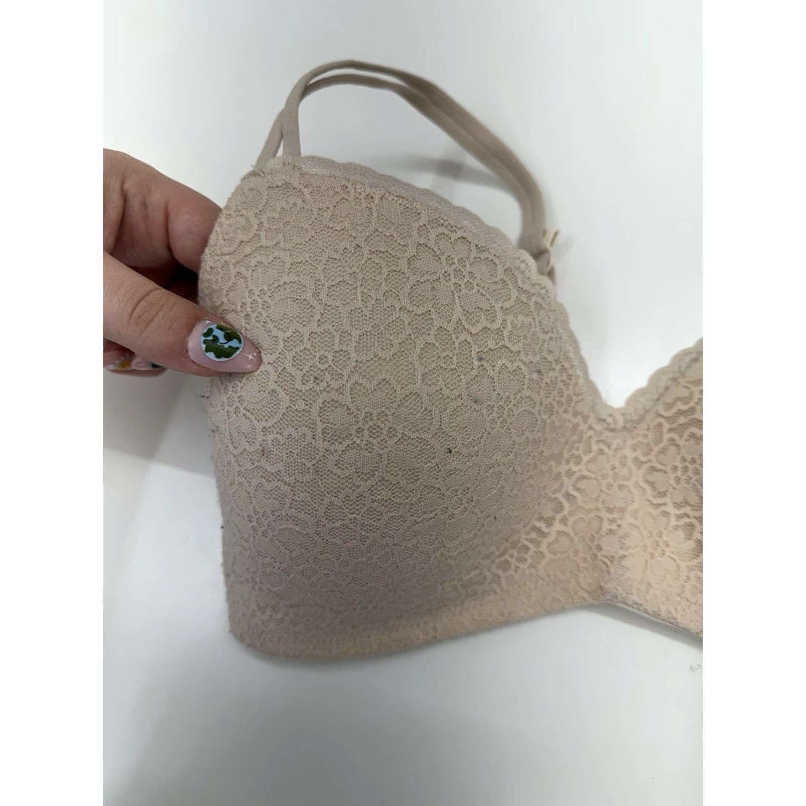 Vintage Aerie Womens Bra 34D Tan Floral Lacy Padded Wireless T-Shirt Bra Womens Size ONE SIZE - 3 Thumbnail