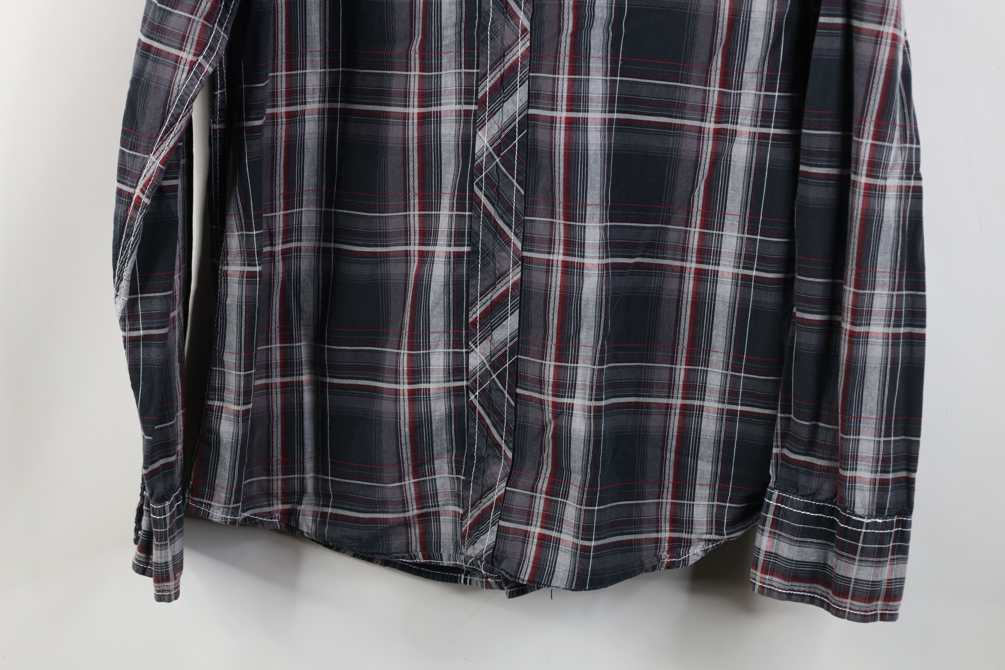 Vintage Buckle BKE Thick Stitch UFC MMA Snap Button Shirt Plaid Size US L / EU 52-54 / 3 - 12 Thumbnail
