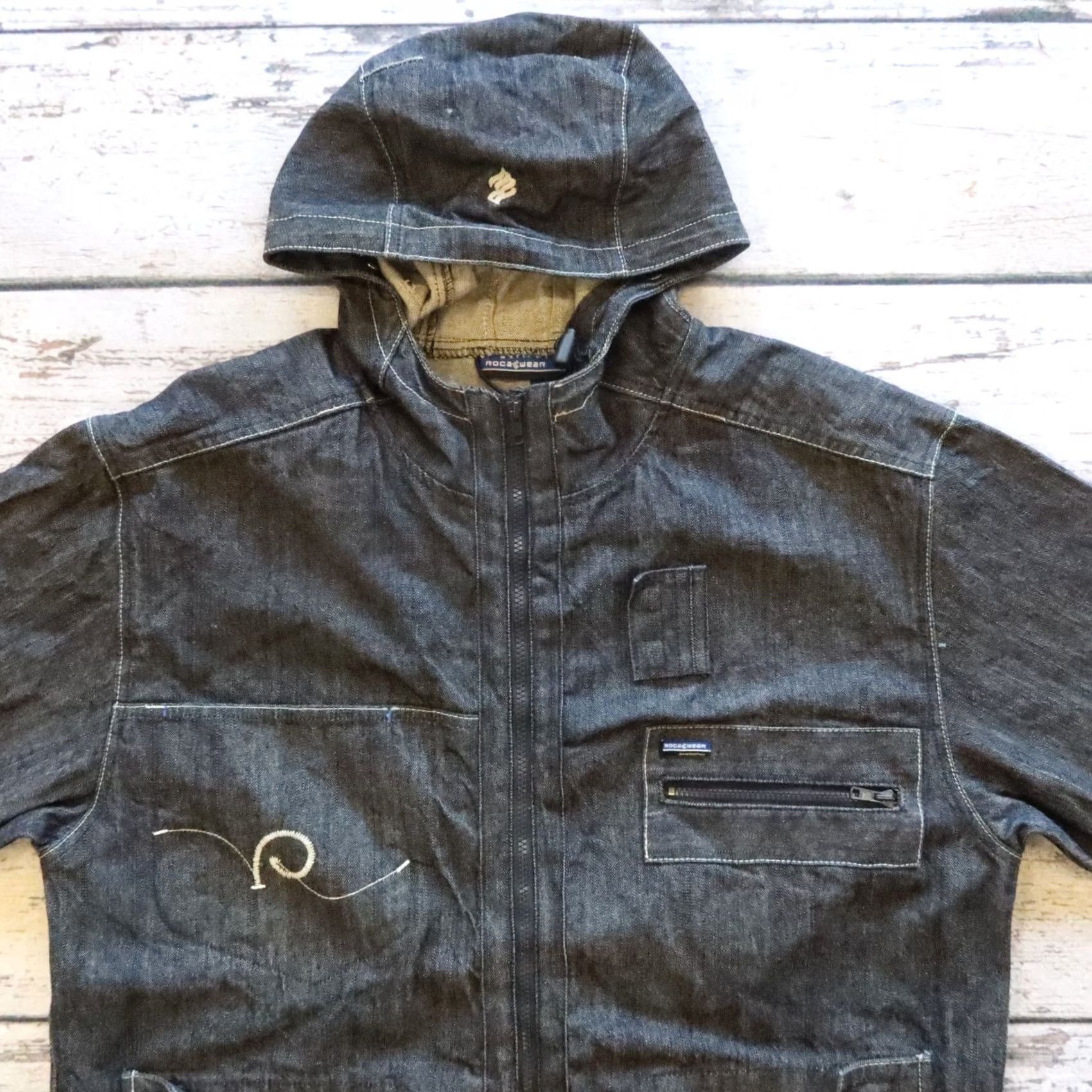 Rocawear VINTAGE Rocawear Denim Parka Jacket XL Navy Blue Denim Parka Rocawear Jacket Mens XL Blue Denim Parka Size US XL / EU 56 / 4 - 2 Thumbnail